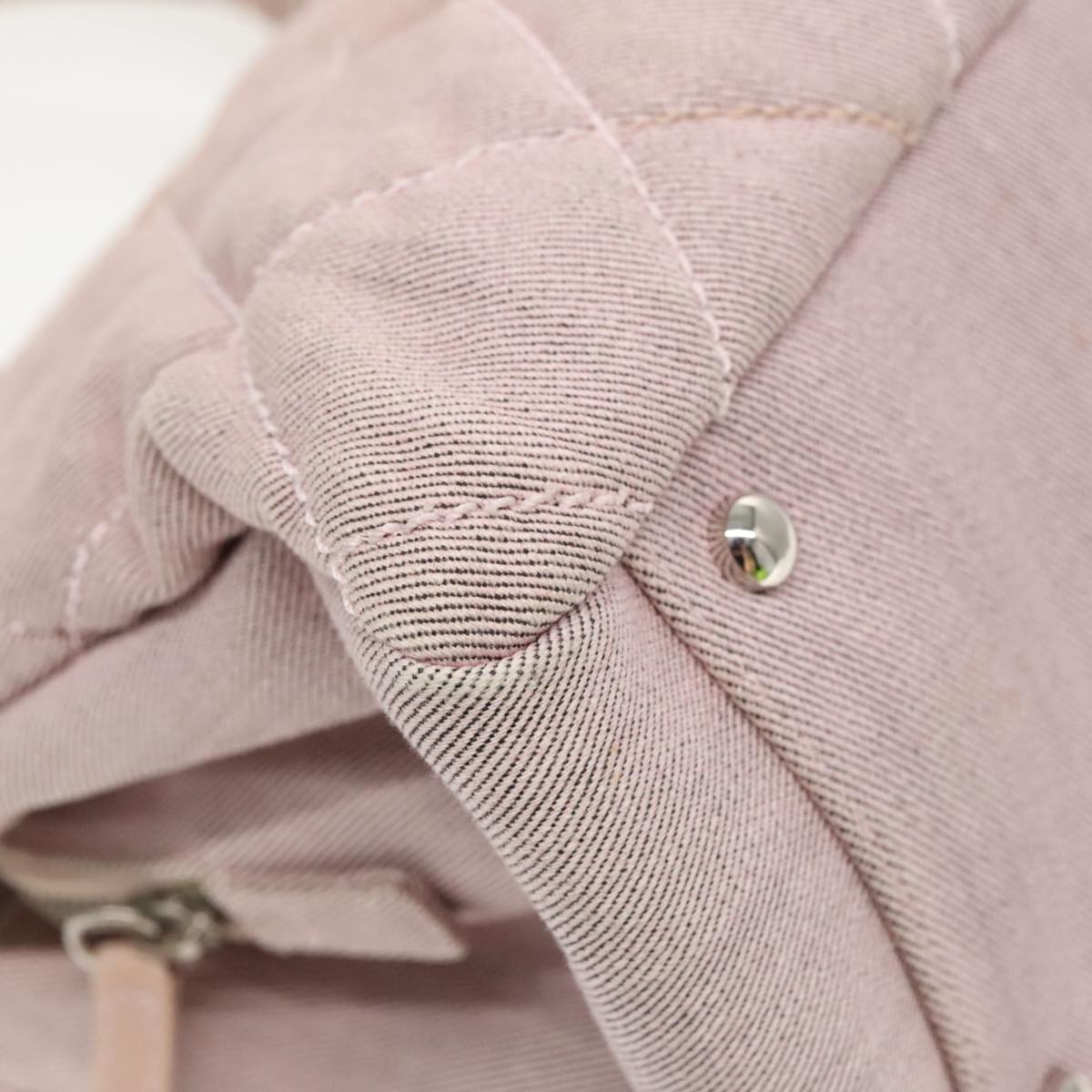 CHANEL Matelasse COCO Mark Hand Bag Canvas Pink Silver CC bs19387