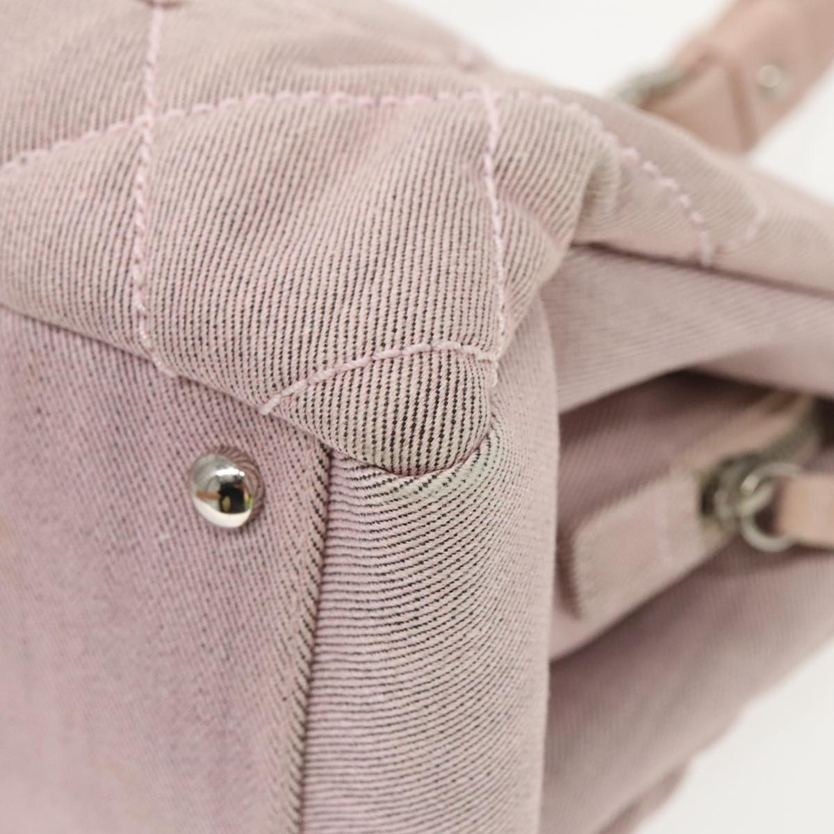CHANEL Matelasse COCO Mark Hand Bag Canvas Pink Silver CC bs19387
