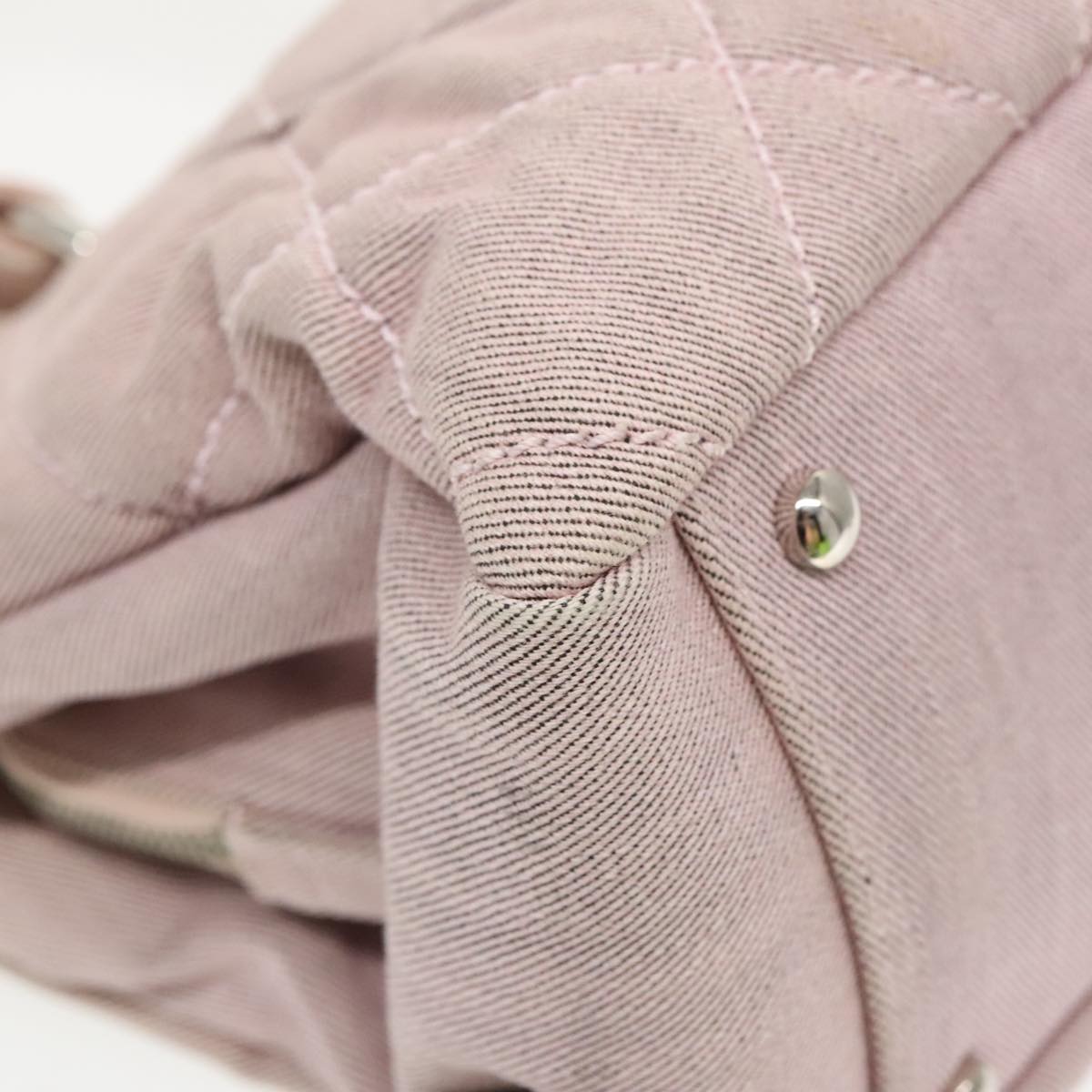 CHANEL Matelasse COCO Mark Hand Bag Canvas Pink Silver CC bs19387