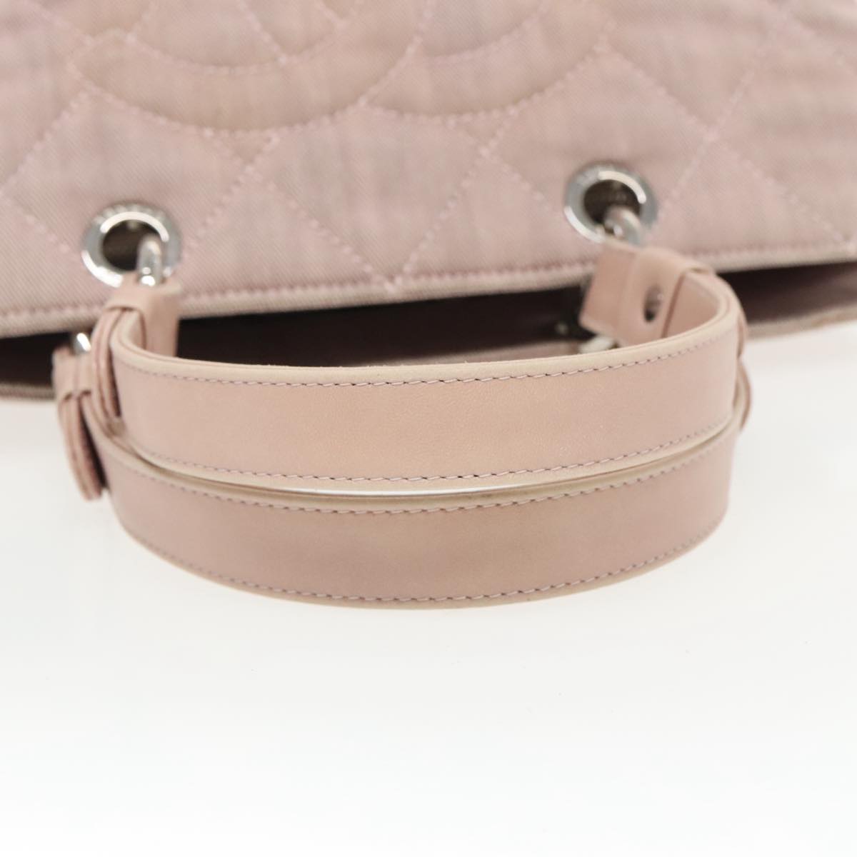 CHANEL Matelasse COCO Mark Hand Bag Canvas Pink Silver CC bs19387