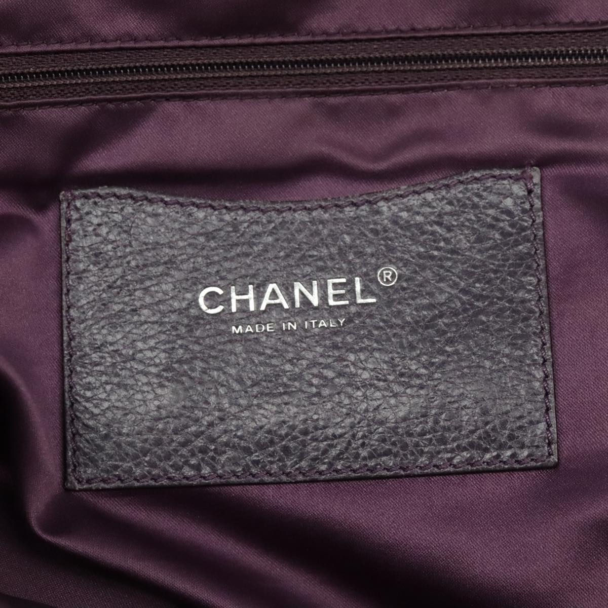 CHANEL Wild Stitch Tote Bag Leather Purple Silver CC bs19398