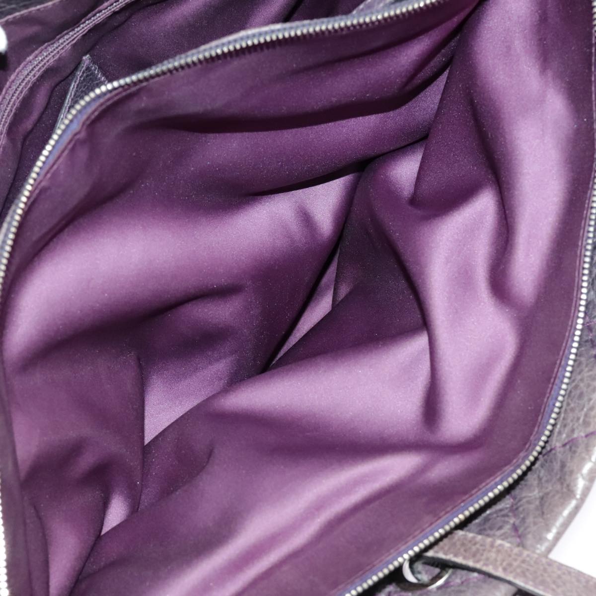 CHANEL Wild Stitch Tote Bag Leather Purple Silver CC bs19398