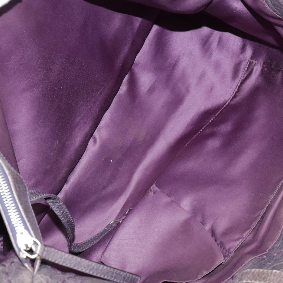 CHANEL Wild Stitch Tote Bag Leather Purple Silver CC bs19398