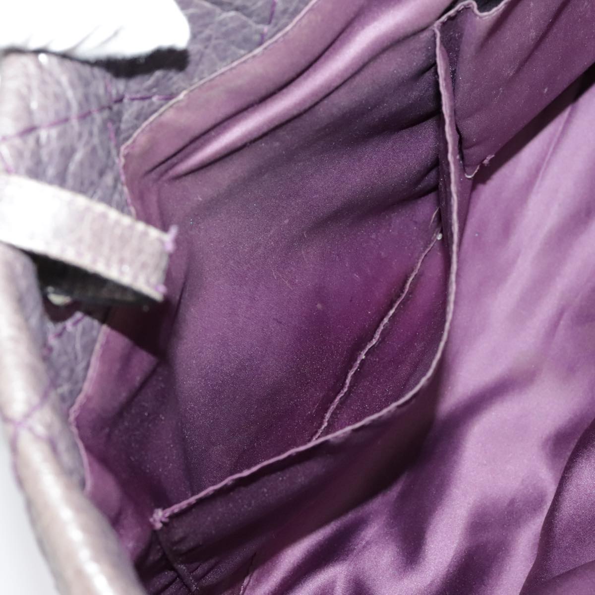 CHANEL Wild Stitch Tote Bag Leather Purple Silver CC bs19398