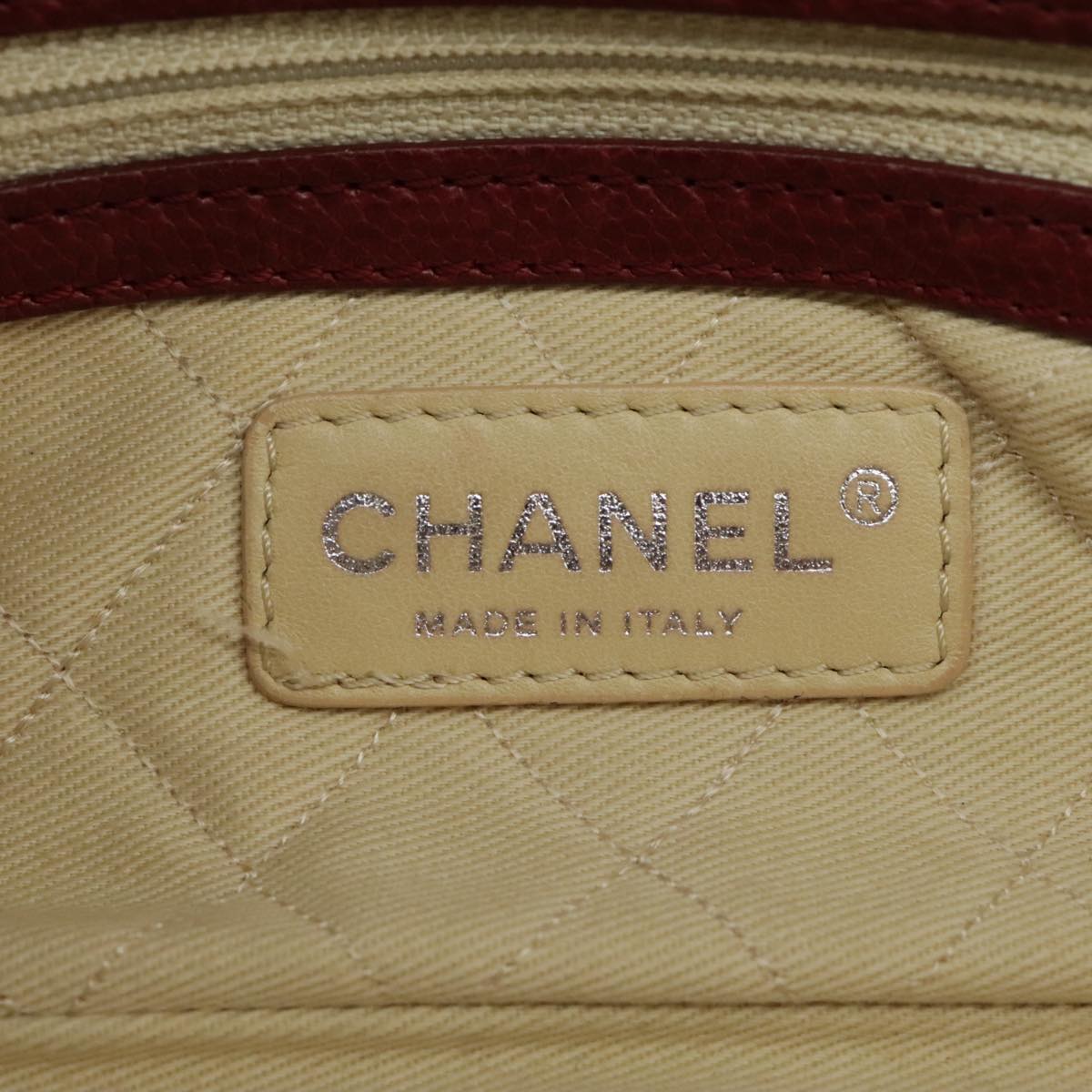 CHANEL Chain Hand Bag Caviar Skin Beige Silver CC bs19418