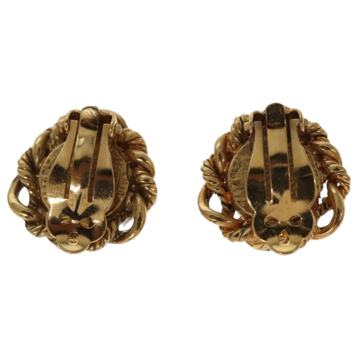 CHANEL Pearl Earring metal Gold Tone CC bs19423