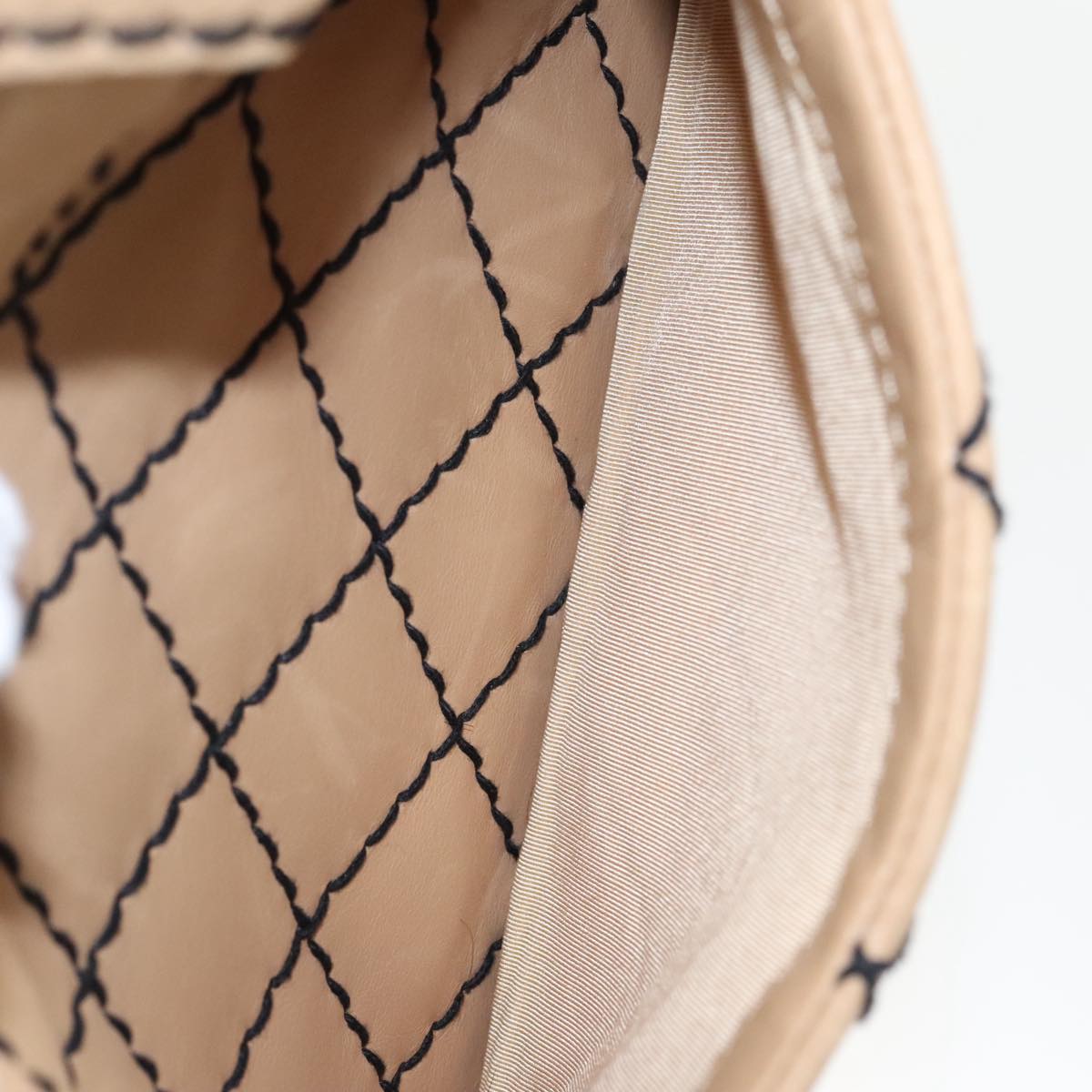CHANEL Matelasse Wild Stitch Hand Bag Leather Beige CC bs19424