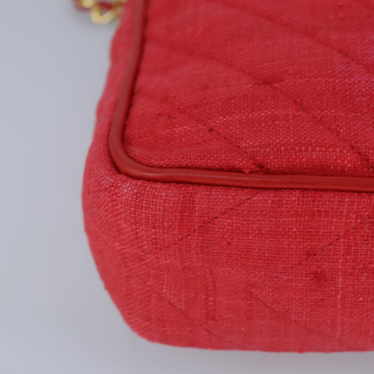 CHANEL Chain Shoulder Bag Canvas Red Gold CC bs19429