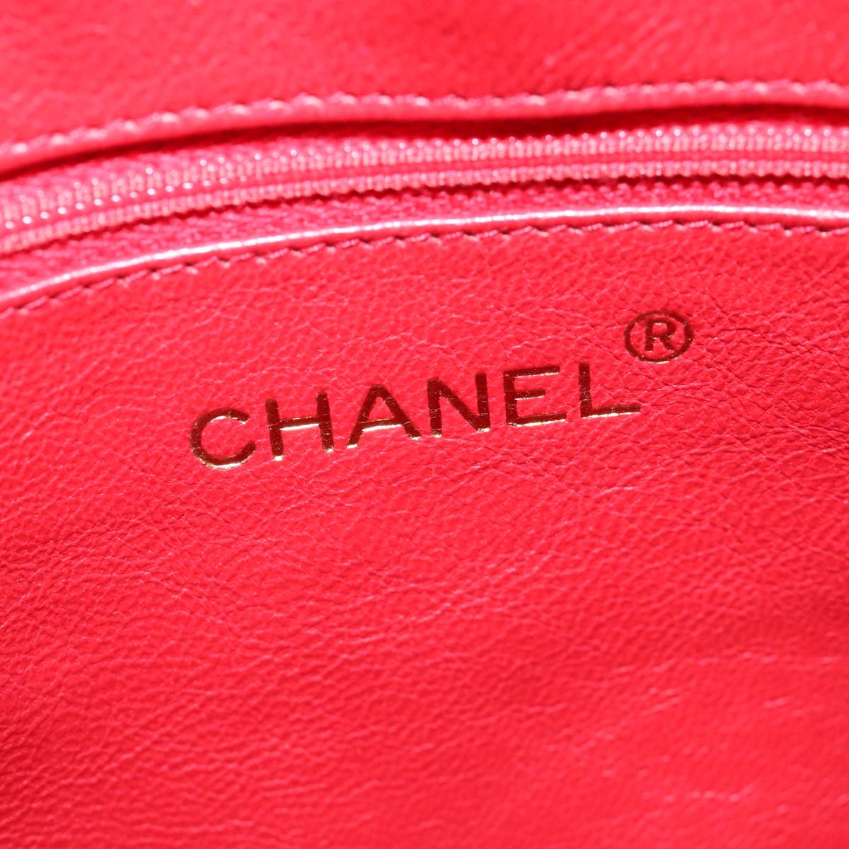 CHANEL Chain Shoulder Bag Canvas Red Gold CC bs19429