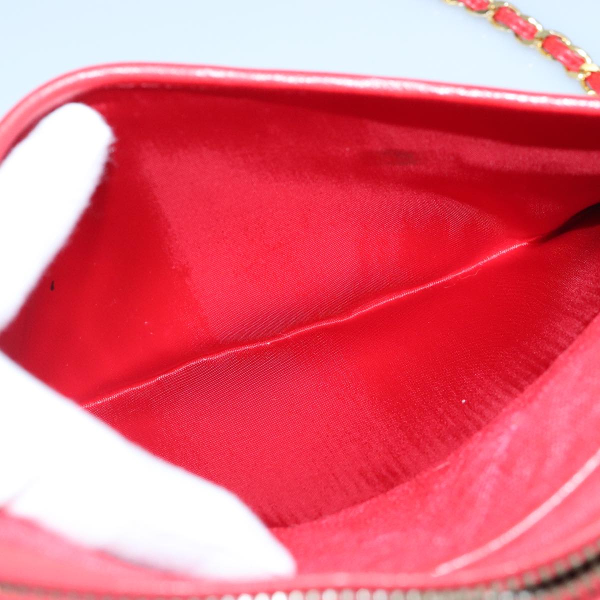 CHANEL Chain Shoulder Bag Canvas Red Gold CC bs19429
