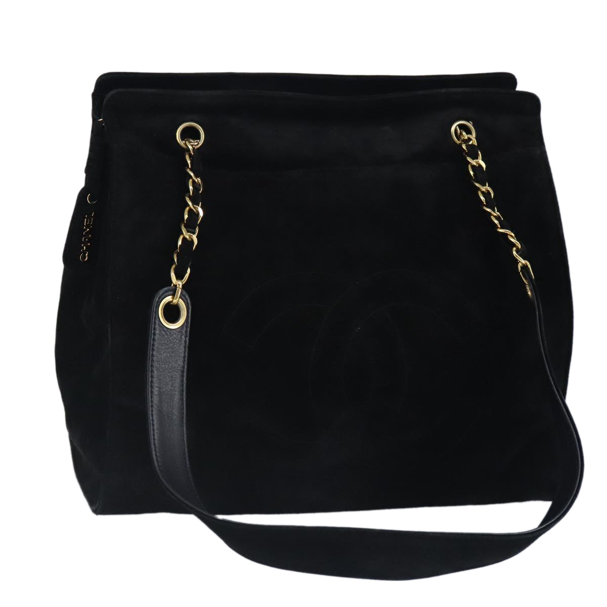 CHANEL COCO Mark Chain Shoulder Bag Suede Black Gold CC bs19433