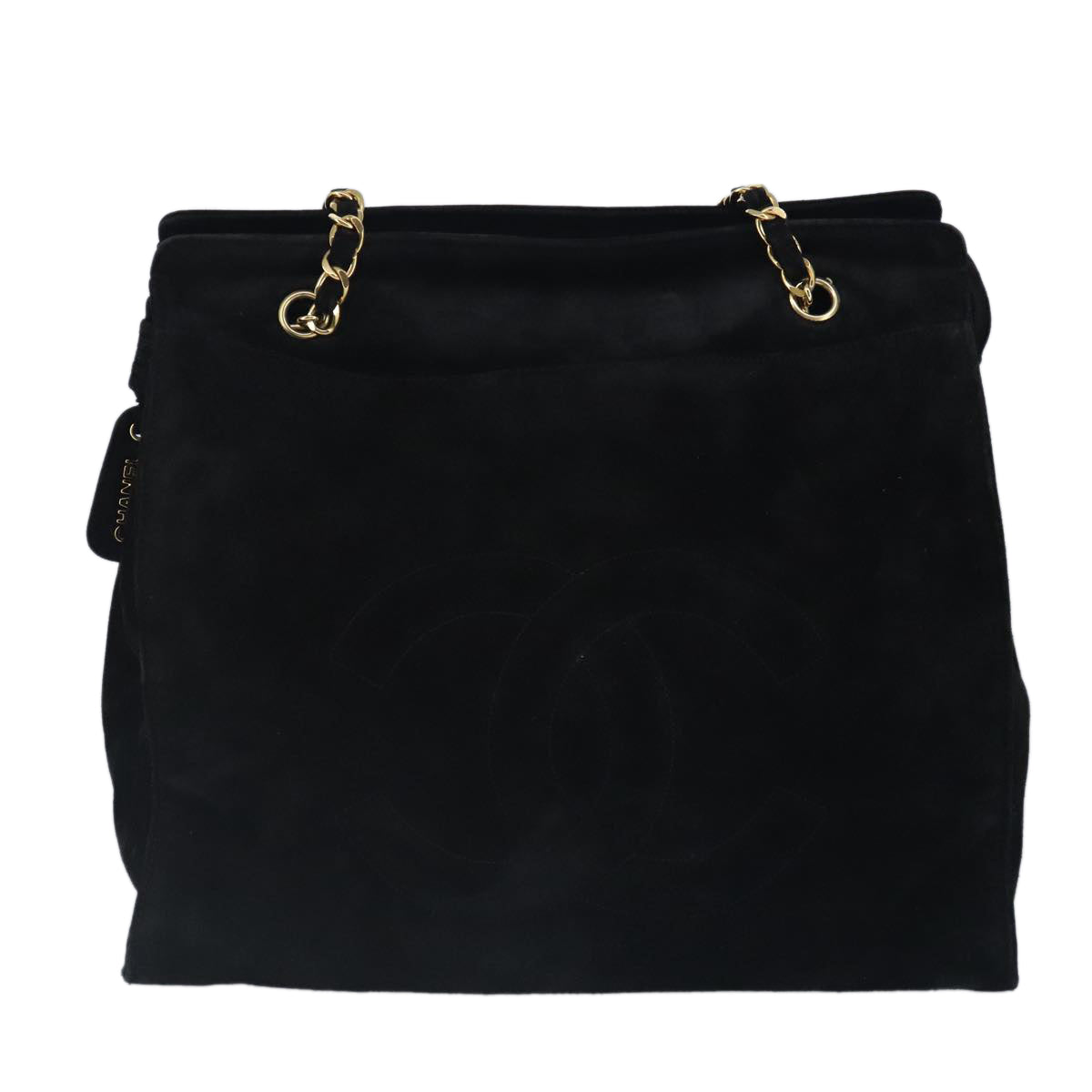 CHANEL COCO Mark Chain Shoulder Bag Suede Black Gold CC bs19433