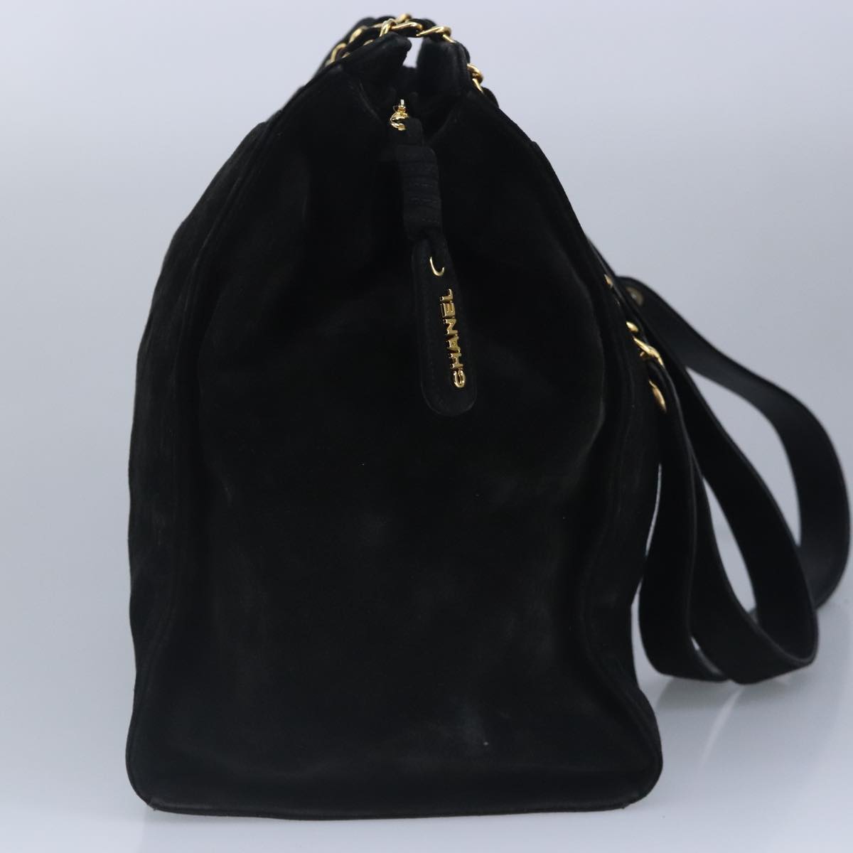 CHANEL COCO Mark Chain Shoulder Bag Suede Black Gold CC bs19433