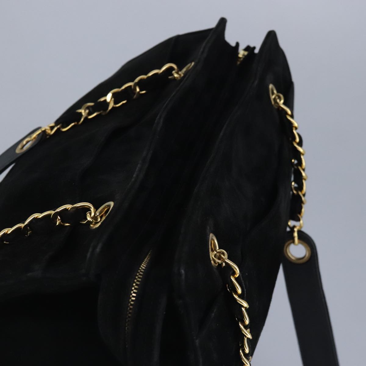 CHANEL COCO Mark Chain Shoulder Bag Suede Black Gold CC bs19433