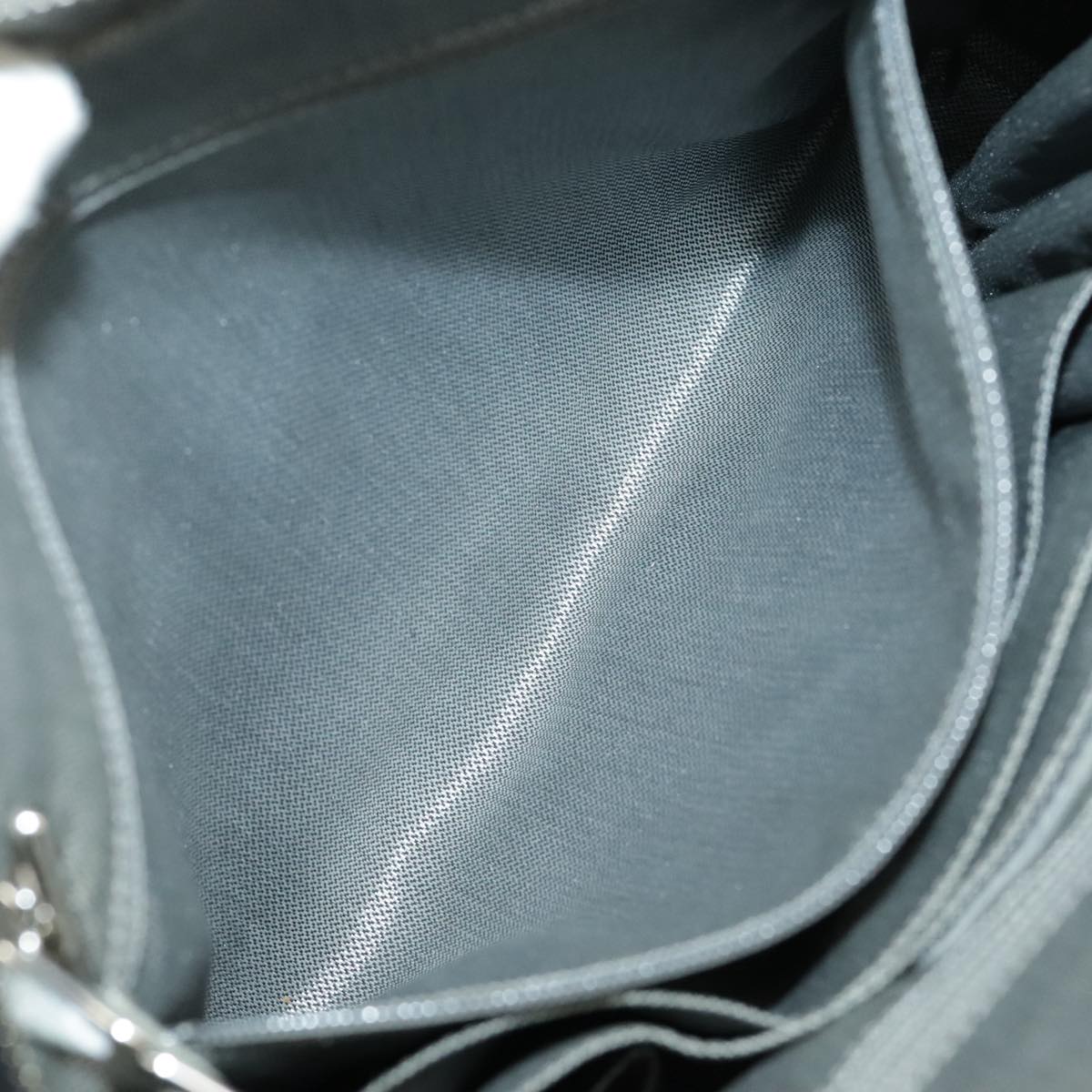 CHANEL Mademoiselle Chain Hand Bag Lamb Skin Silver Black CC bs19458