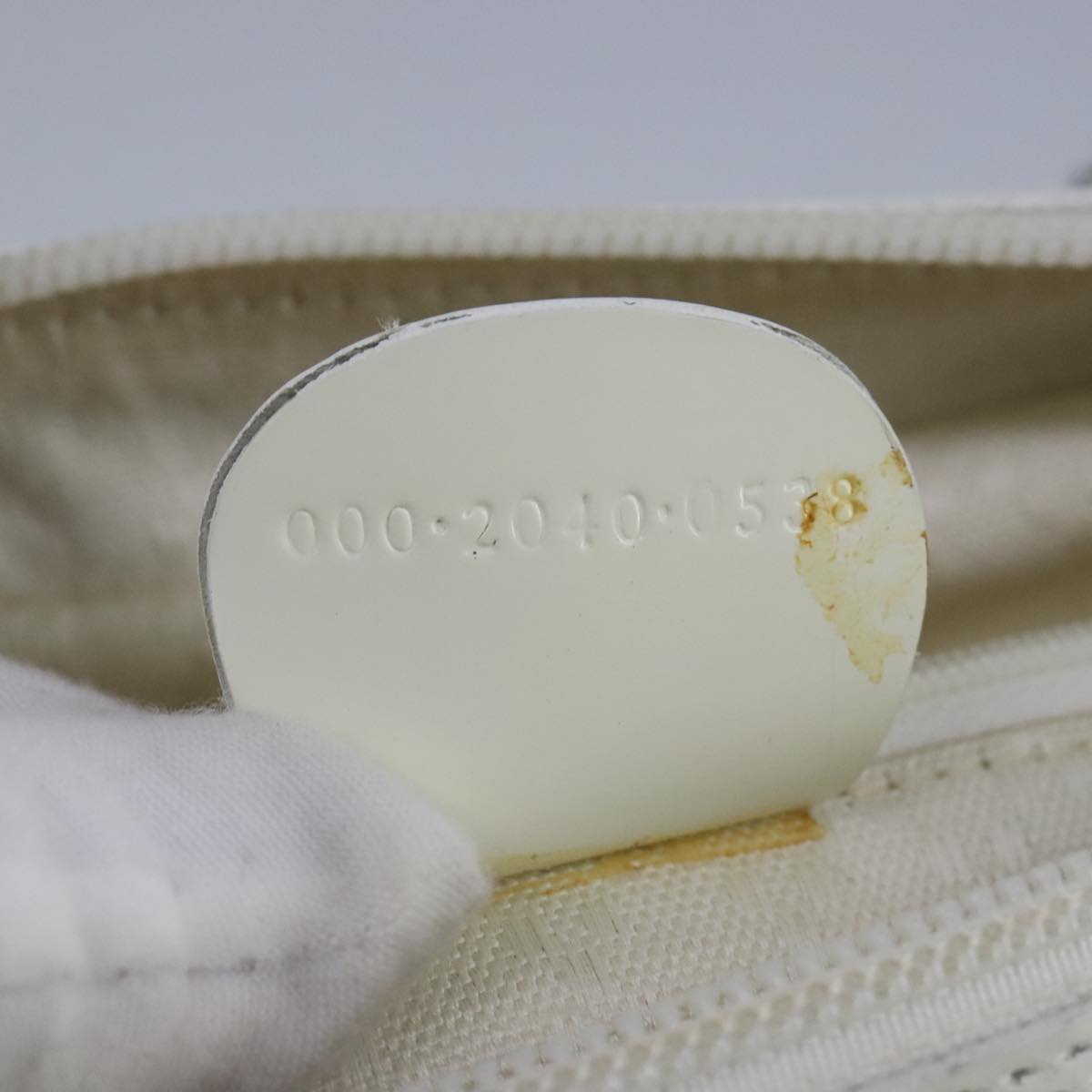 GUCCI Bamboo Hand Bag Nylon Leather White Silver 000 2040 0538 bs19480