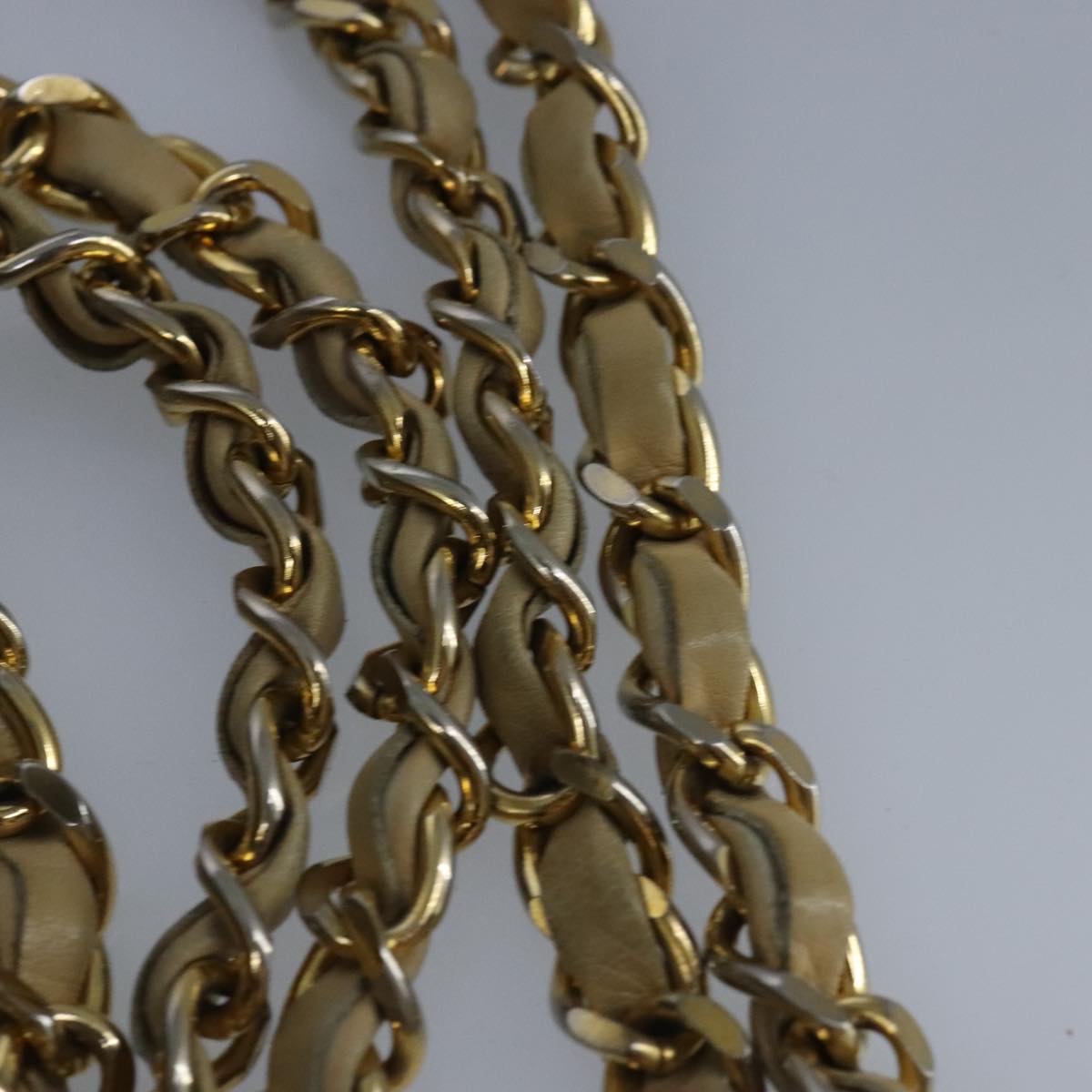 CHANEL Matelasse Chain Shoulder Bag Lamb Skin Beige Gold CC bs19648