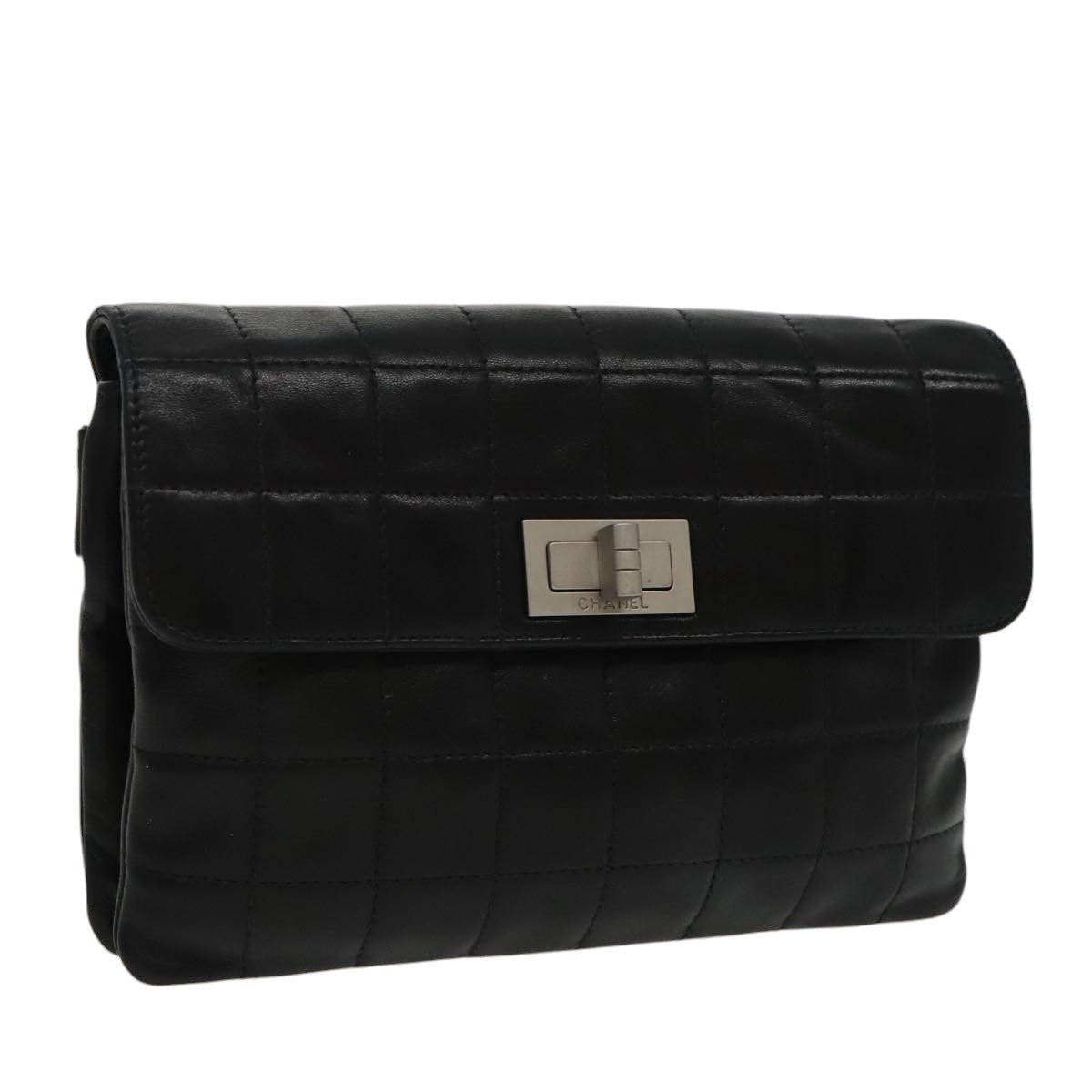 CHANEL Choco Bar Waist bag Lamb Skin Black Gold CC bs19810