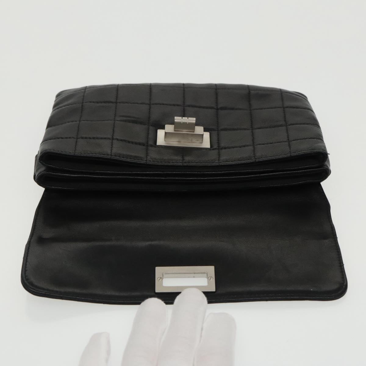 CHANEL Choco Bar Waist bag Lamb Skin Black Gold CC bs19810