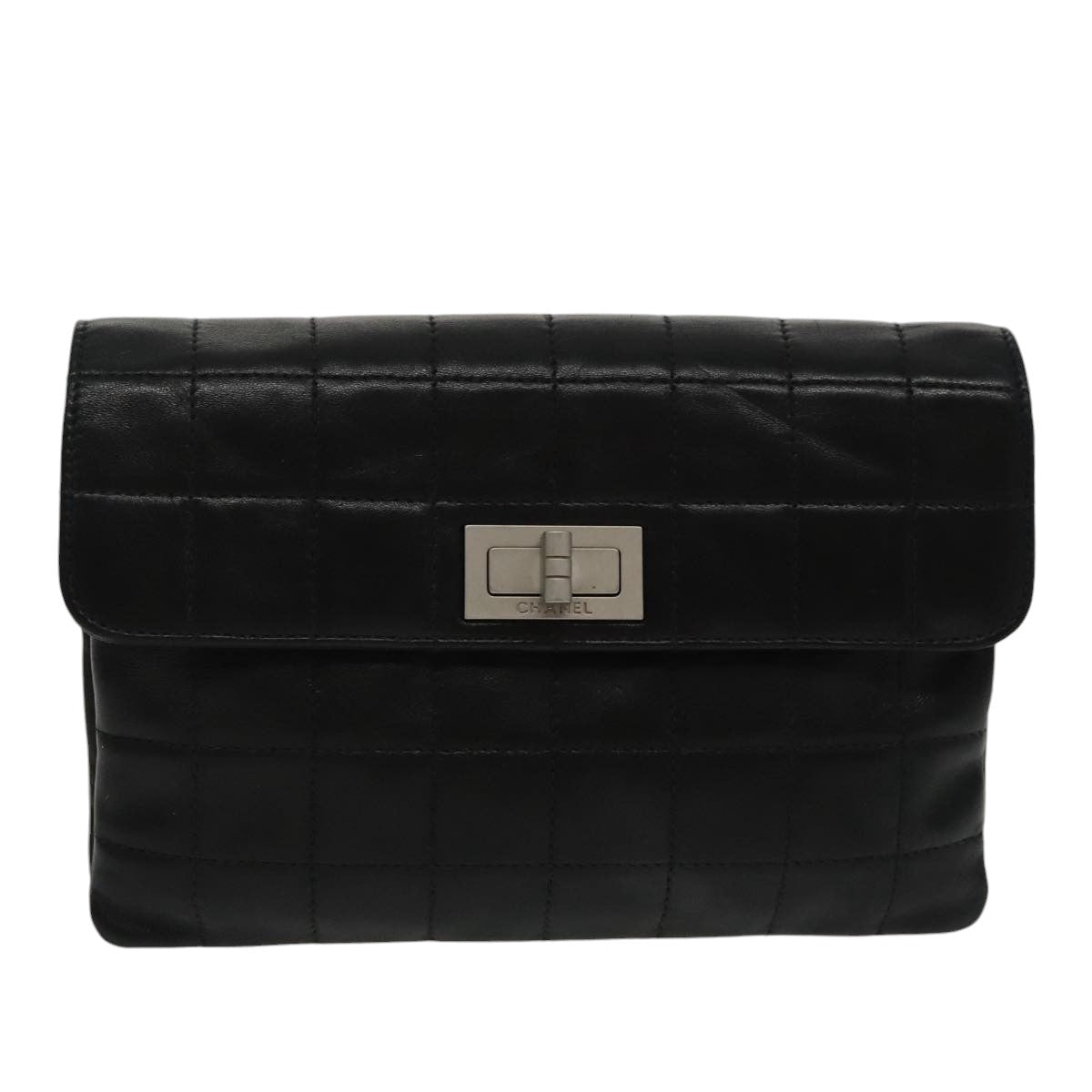CHANEL Choco Bar Waist bag Lamb Skin Black Gold CC bs19810