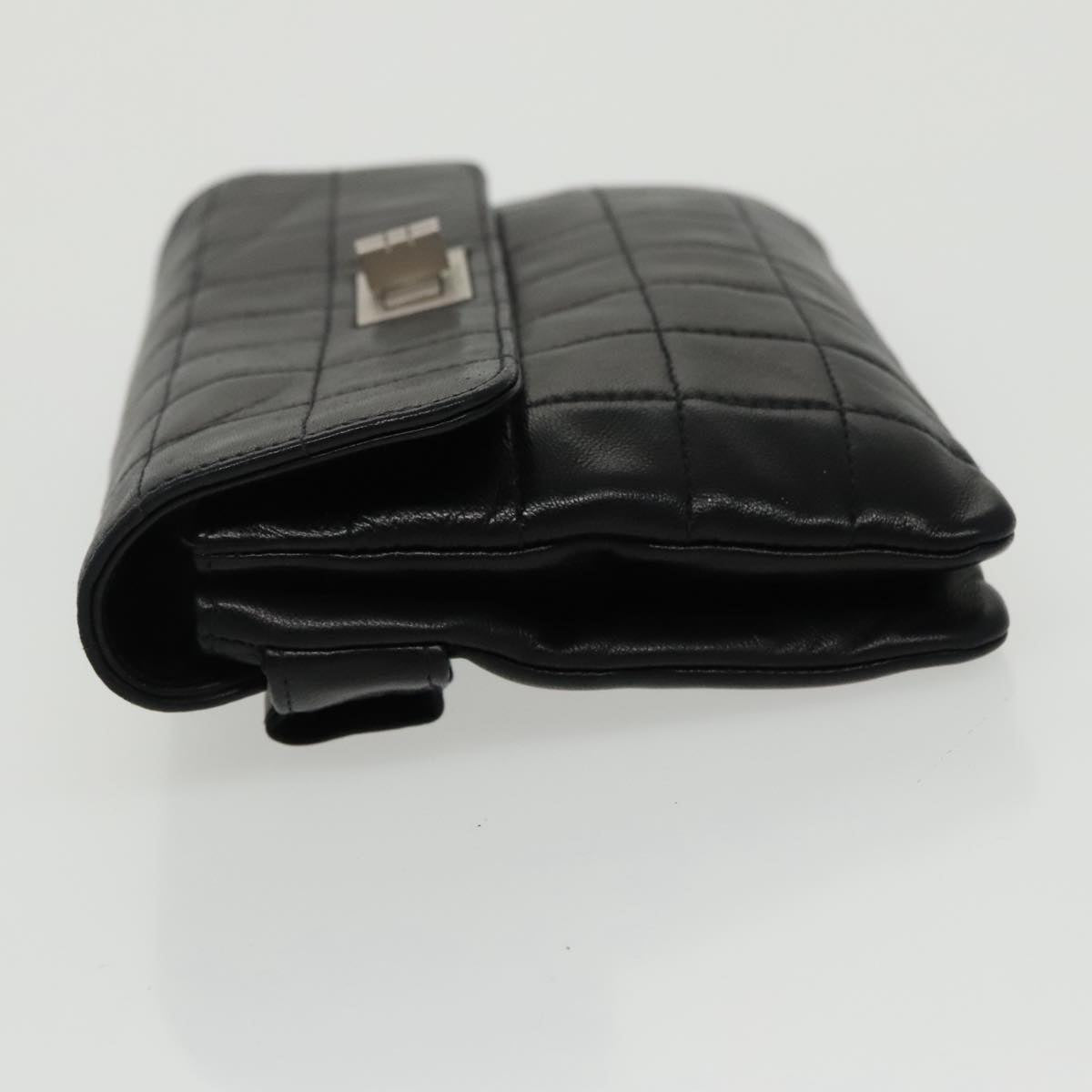 CHANEL Choco Bar Waist bag Lamb Skin Black Gold CC bs19810