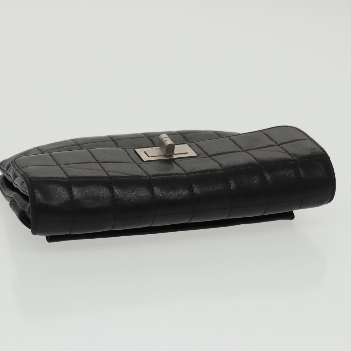 CHANEL Choco Bar Waist bag Lamb Skin Black Gold CC bs19810