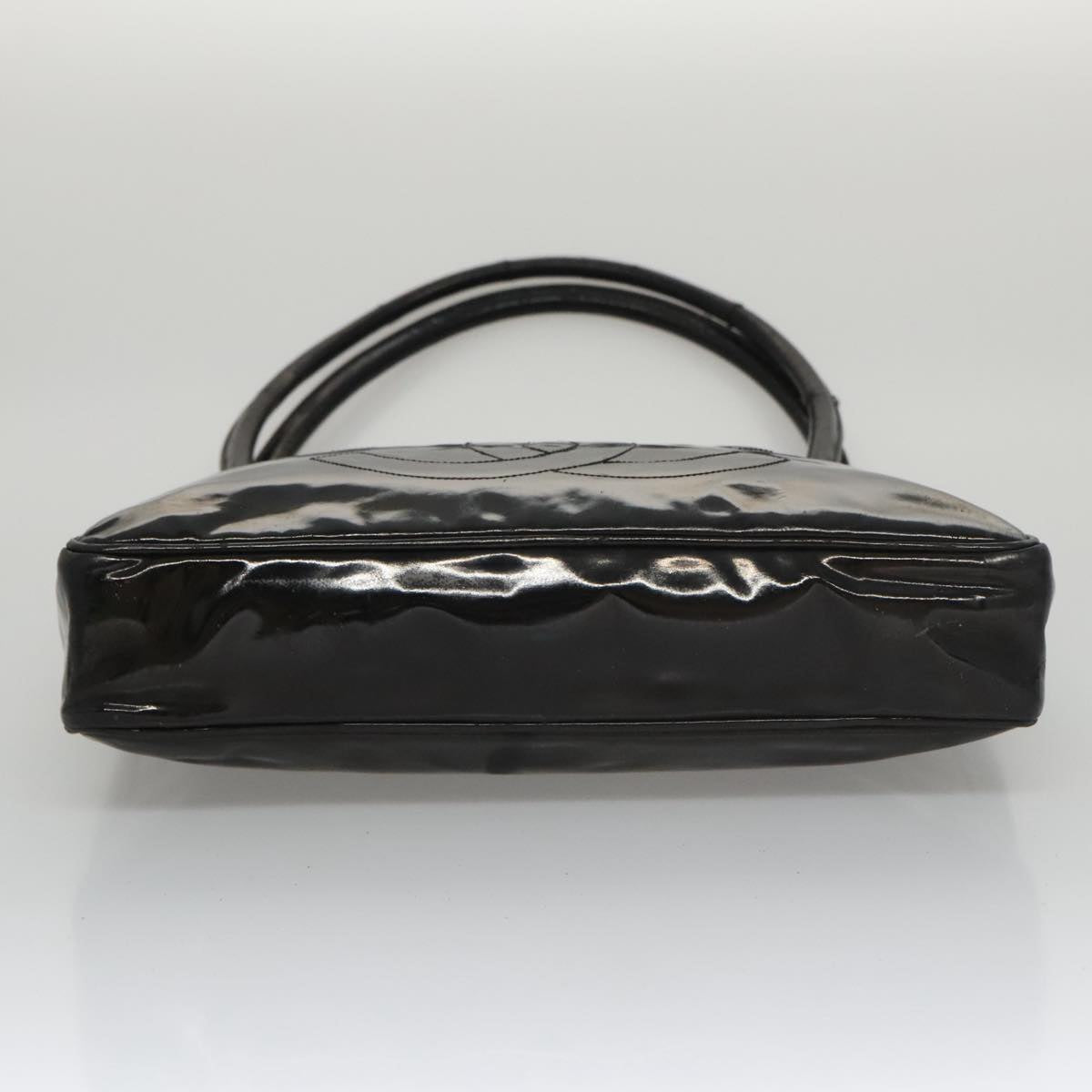 CHANEL Tote Bag Patent Leather Black Gold CC bs19813