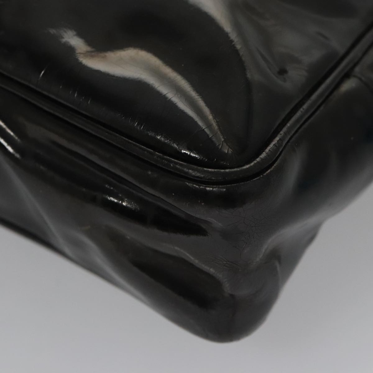 CHANEL Tote Bag Patent Leather Black Gold CC bs19813