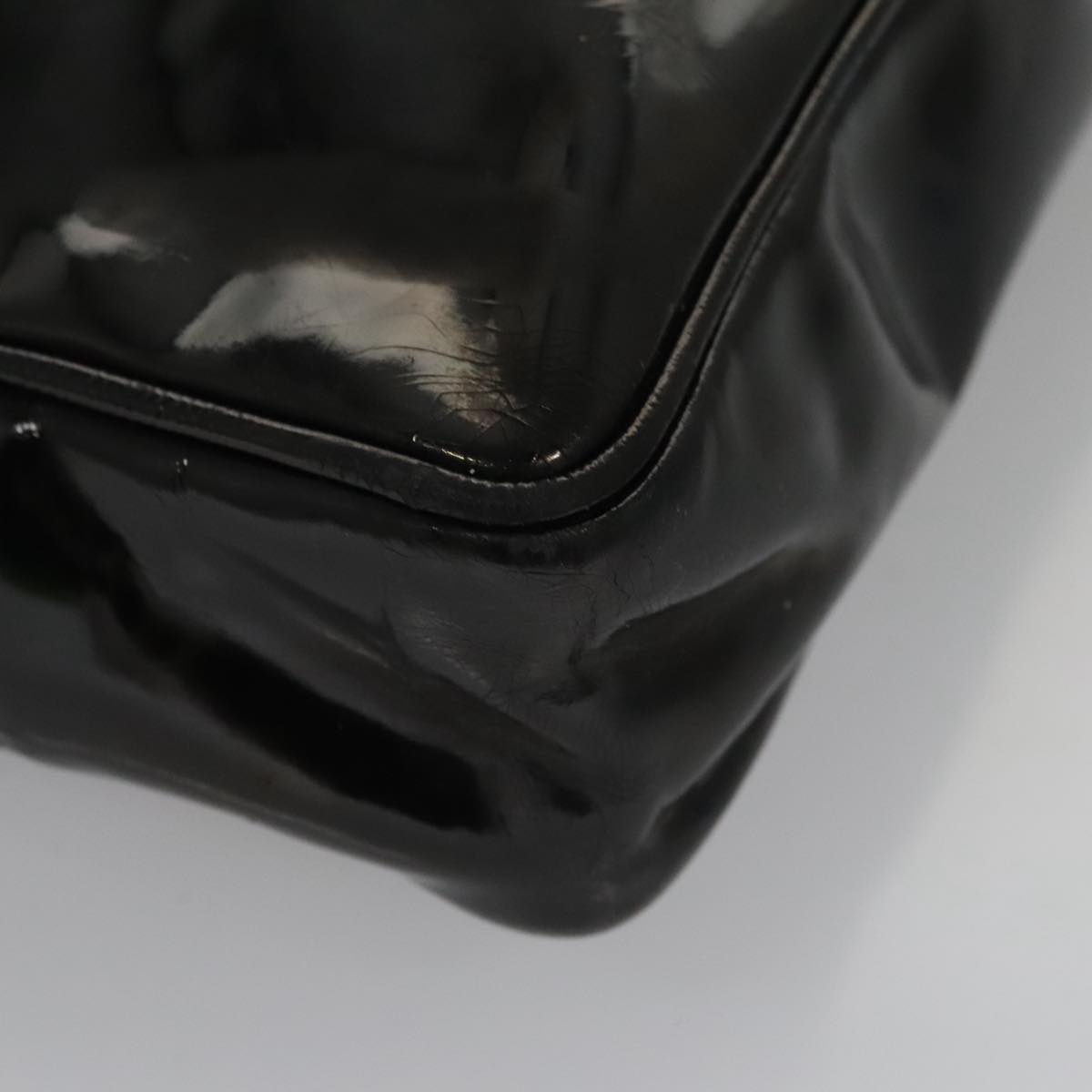 CHANEL Tote Bag Patent Leather Black Gold CC bs19813