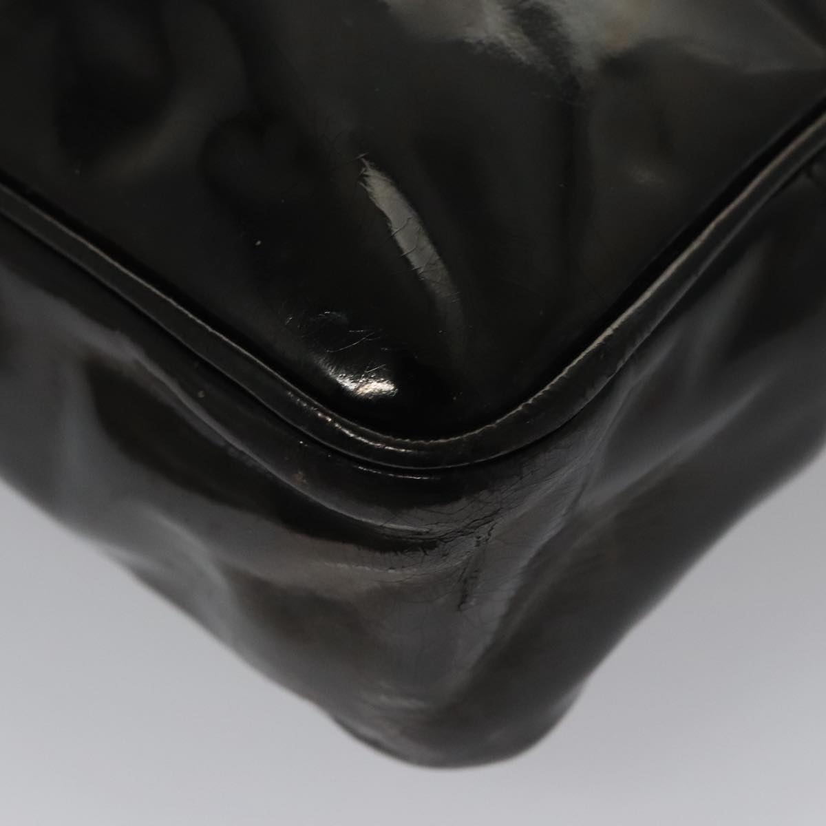CHANEL Tote Bag Patent Leather Black Gold CC bs19813