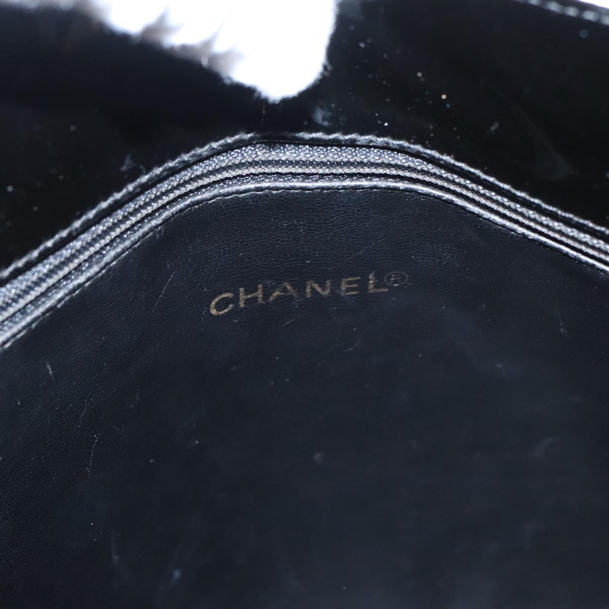 CHANEL Tote Bag Patent Leather Black Gold CC bs19813