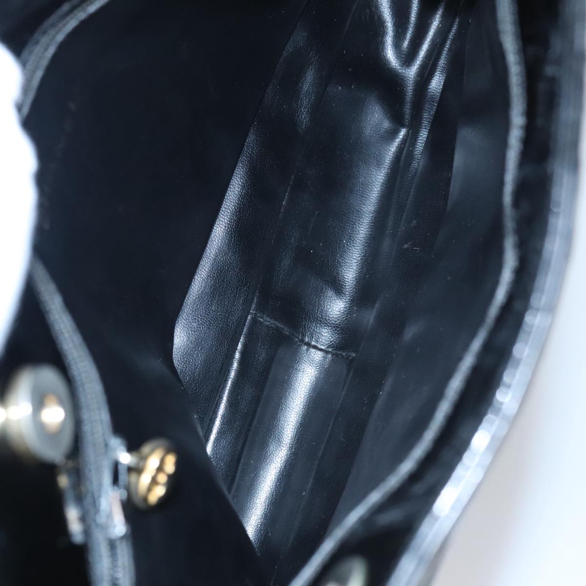 CHANEL Tote Bag Patent Leather Black Gold CC bs19813
