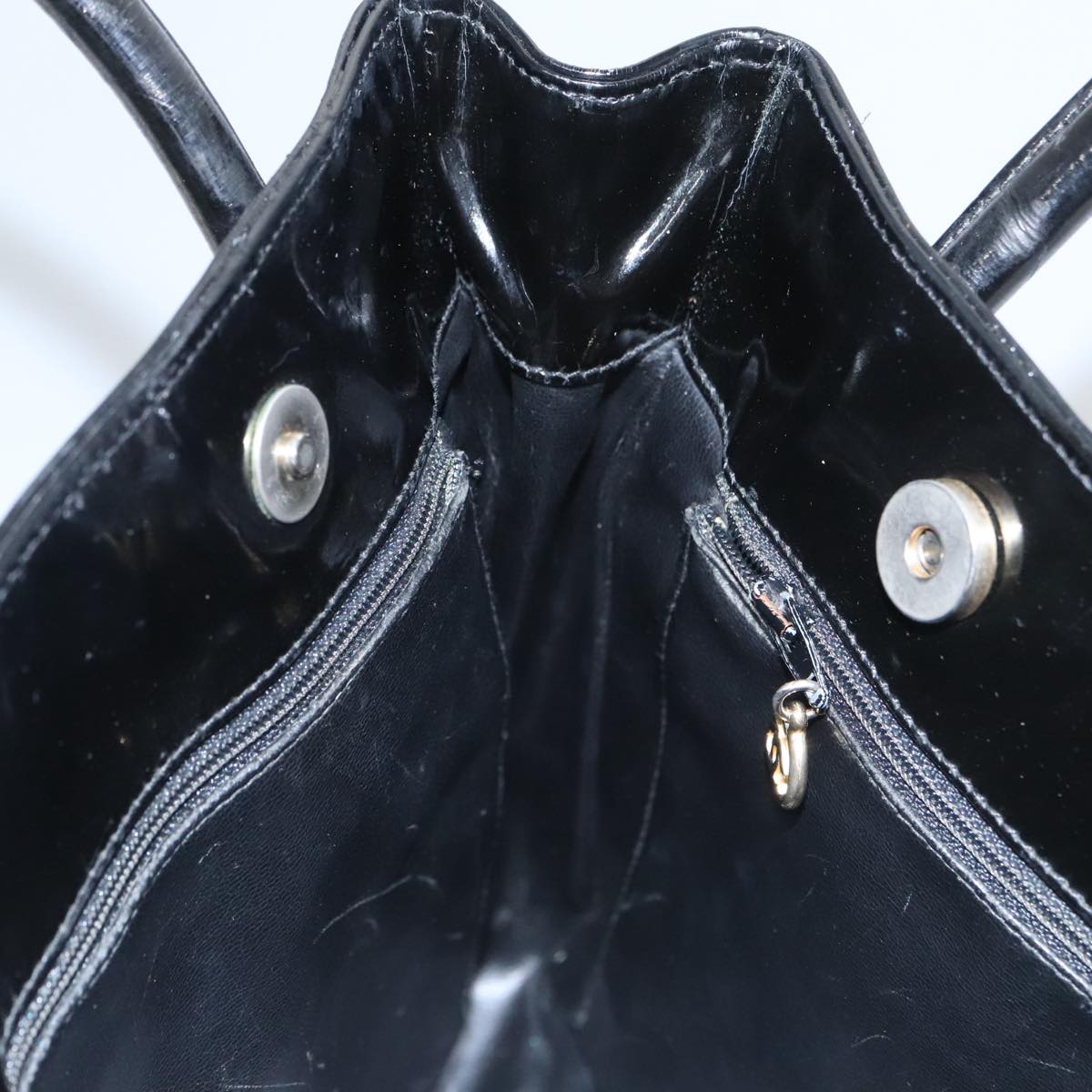 CHANEL Tote Bag Patent Leather Black Gold CC bs19813
