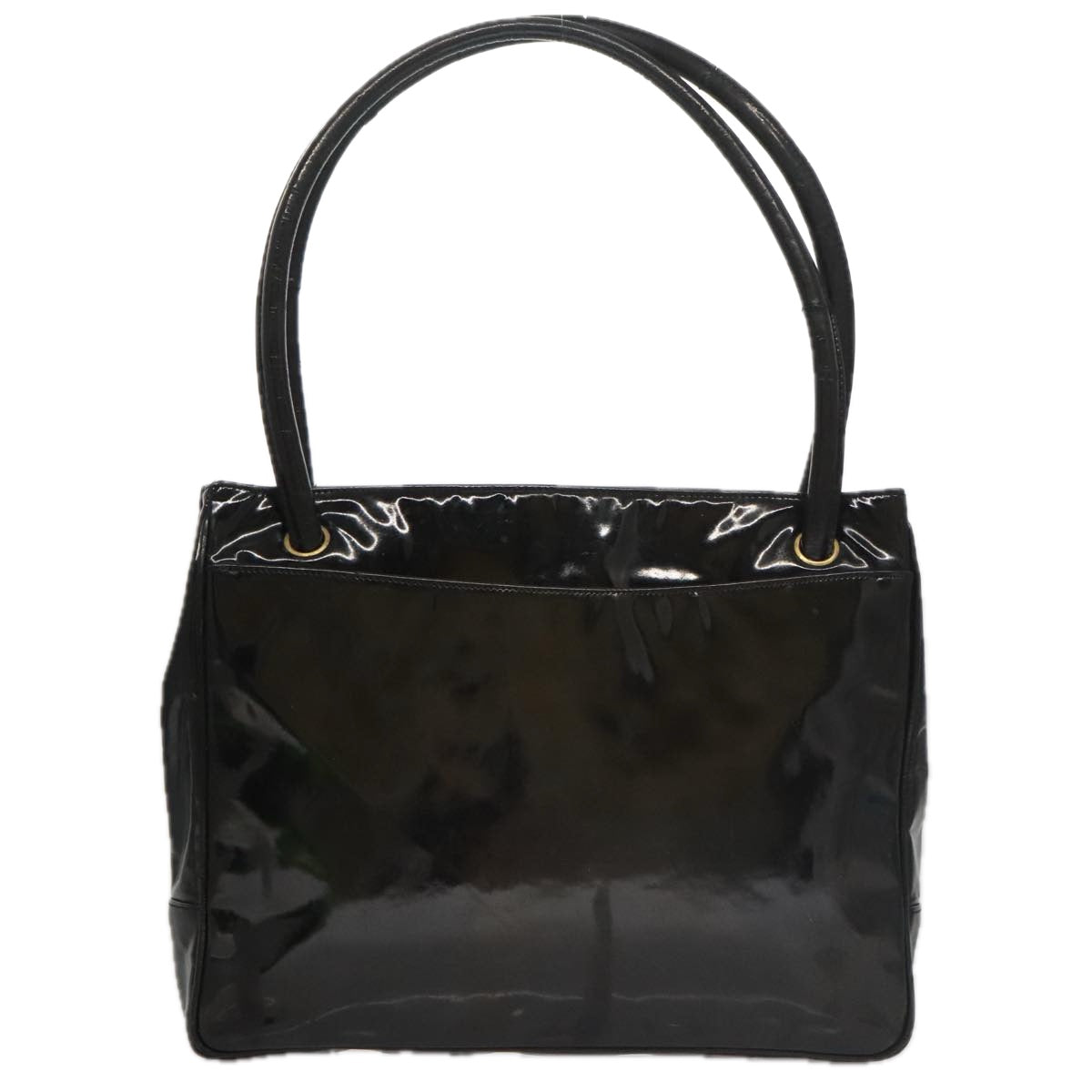 CHANEL Tote Bag Patent Leather Black Gold CC bs19813