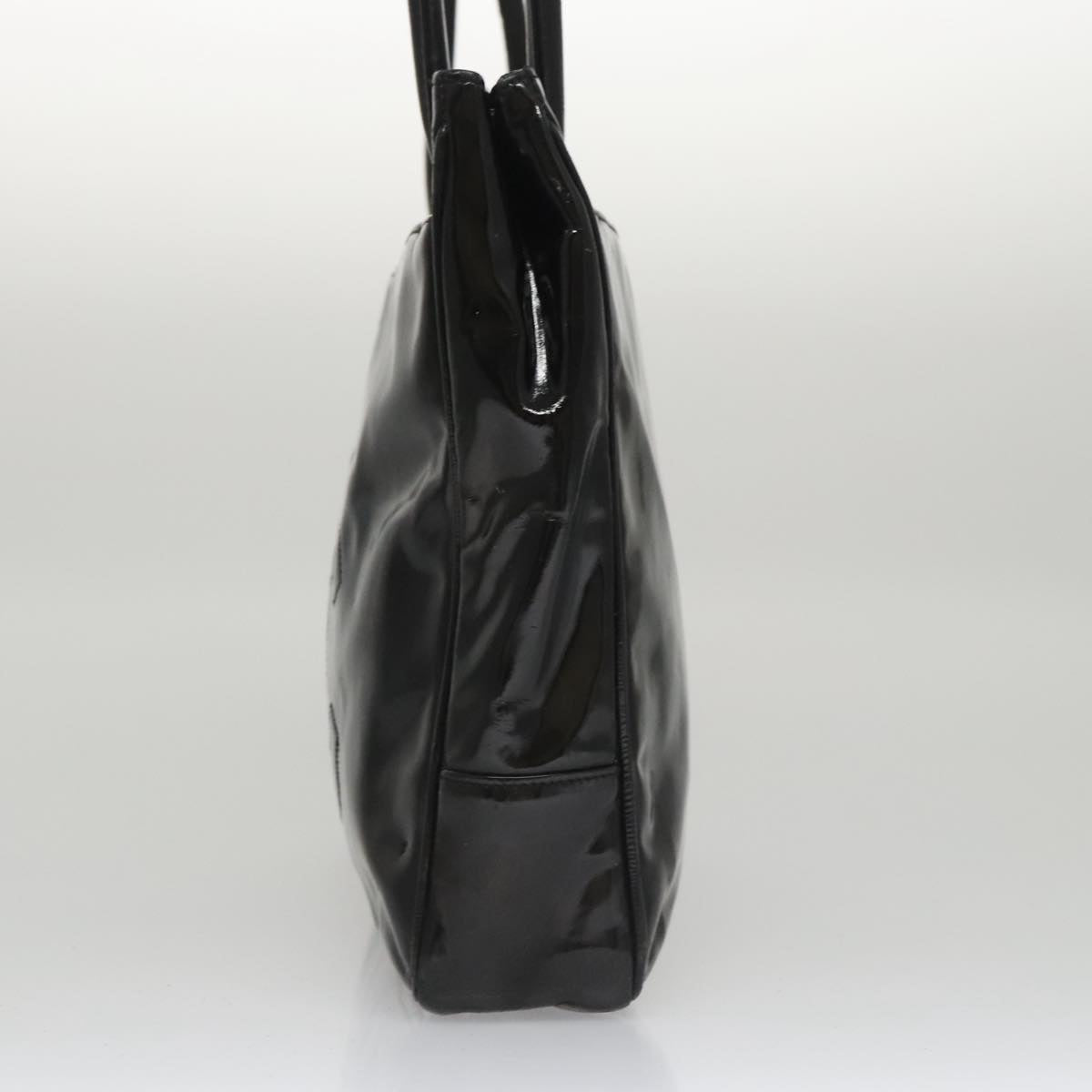 CHANEL Tote Bag Patent Leather Black Gold CC bs19813