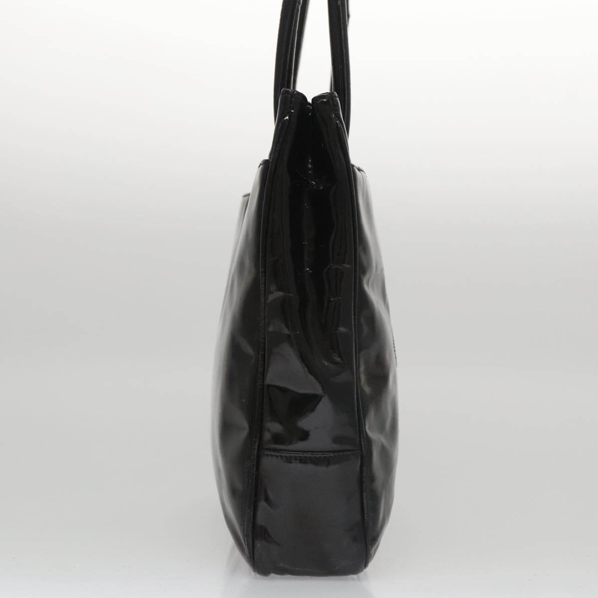 CHANEL Tote Bag Patent Leather Black Gold CC bs19813