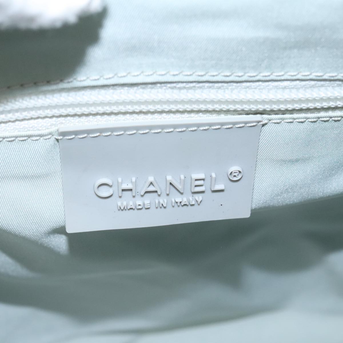 CHANEL Sports Tote Bag Nylon White Silver CC bs19989