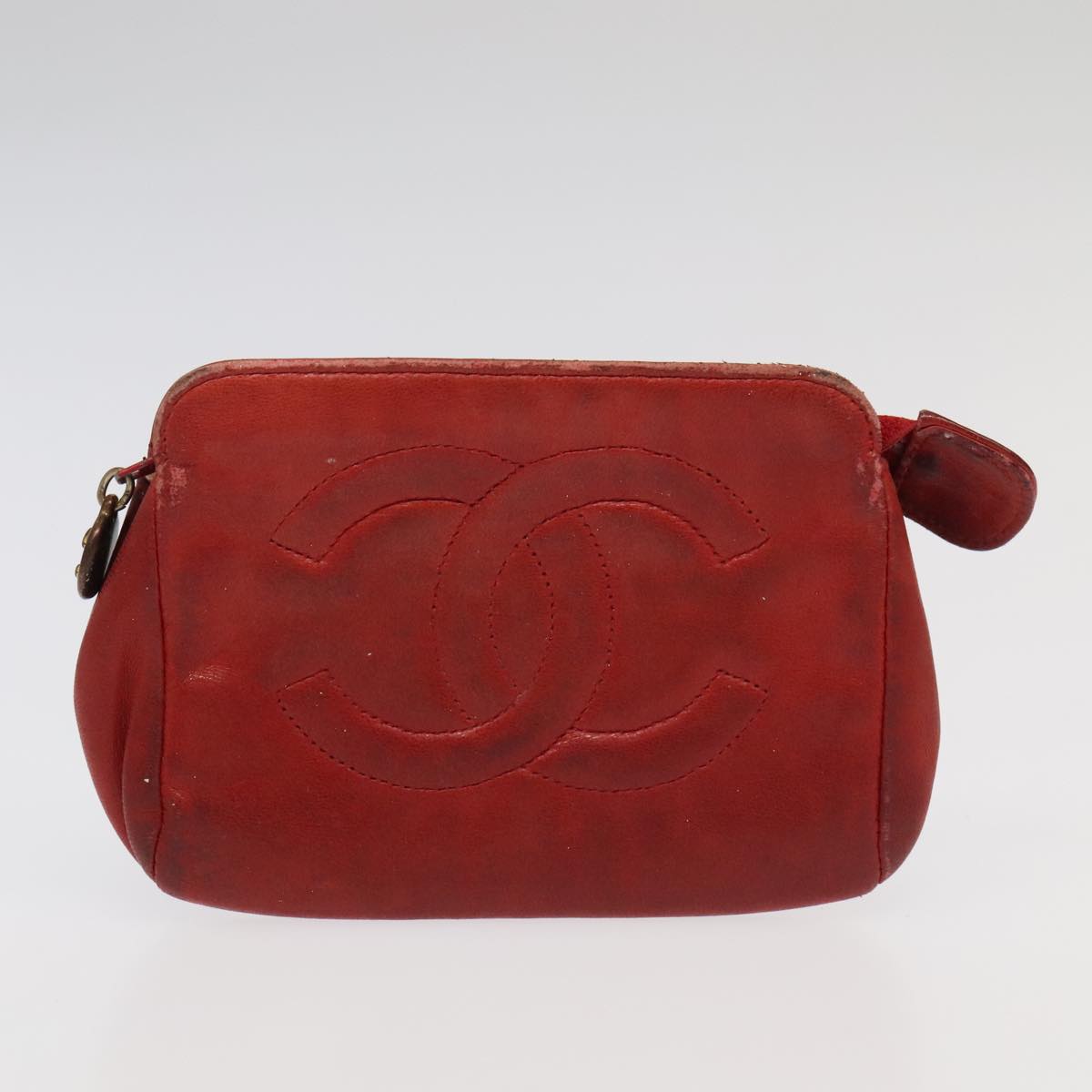 CHANEL Pouch Lamb Skin 2Set Black Red CC bs20043