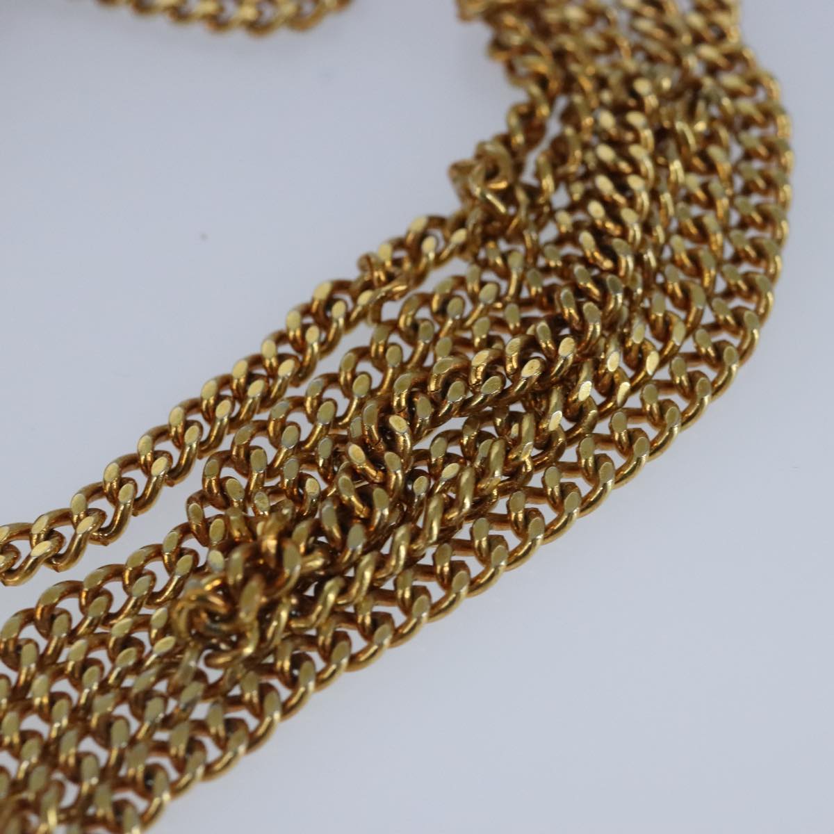 CHANEL Matelasse Necklace Pouch cotton Red Gold CC bs20086