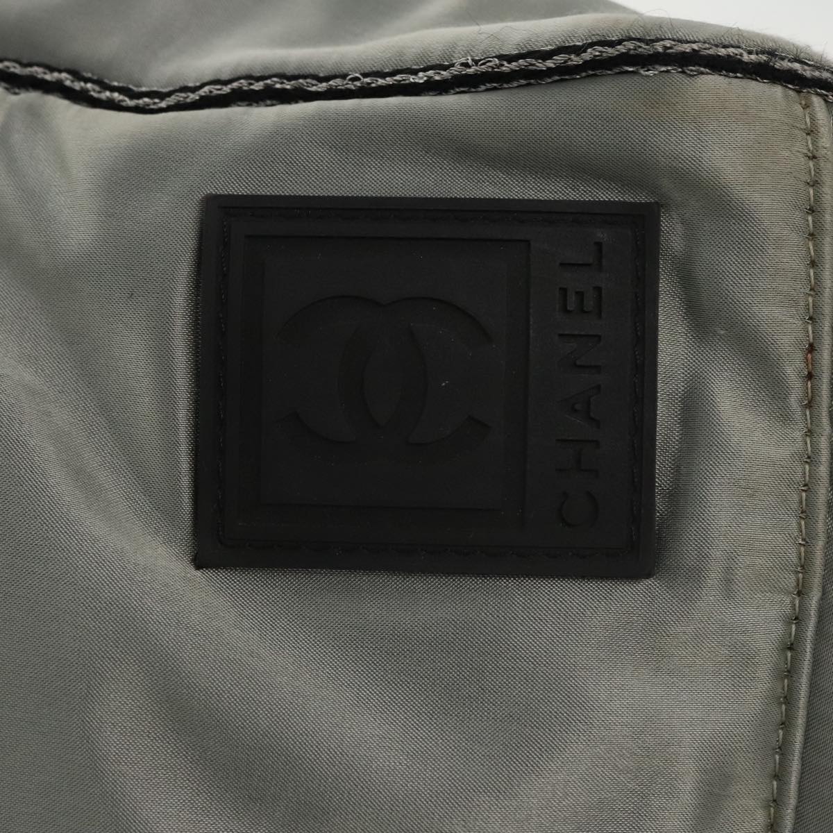 CHANEL Sports Boston Bag Canvas Silver Black CC bs20164
