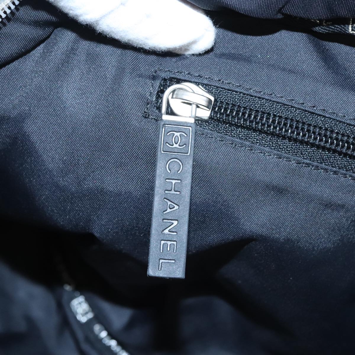 CHANEL Sports Boston Bag Canvas Silver Black CC bs20164