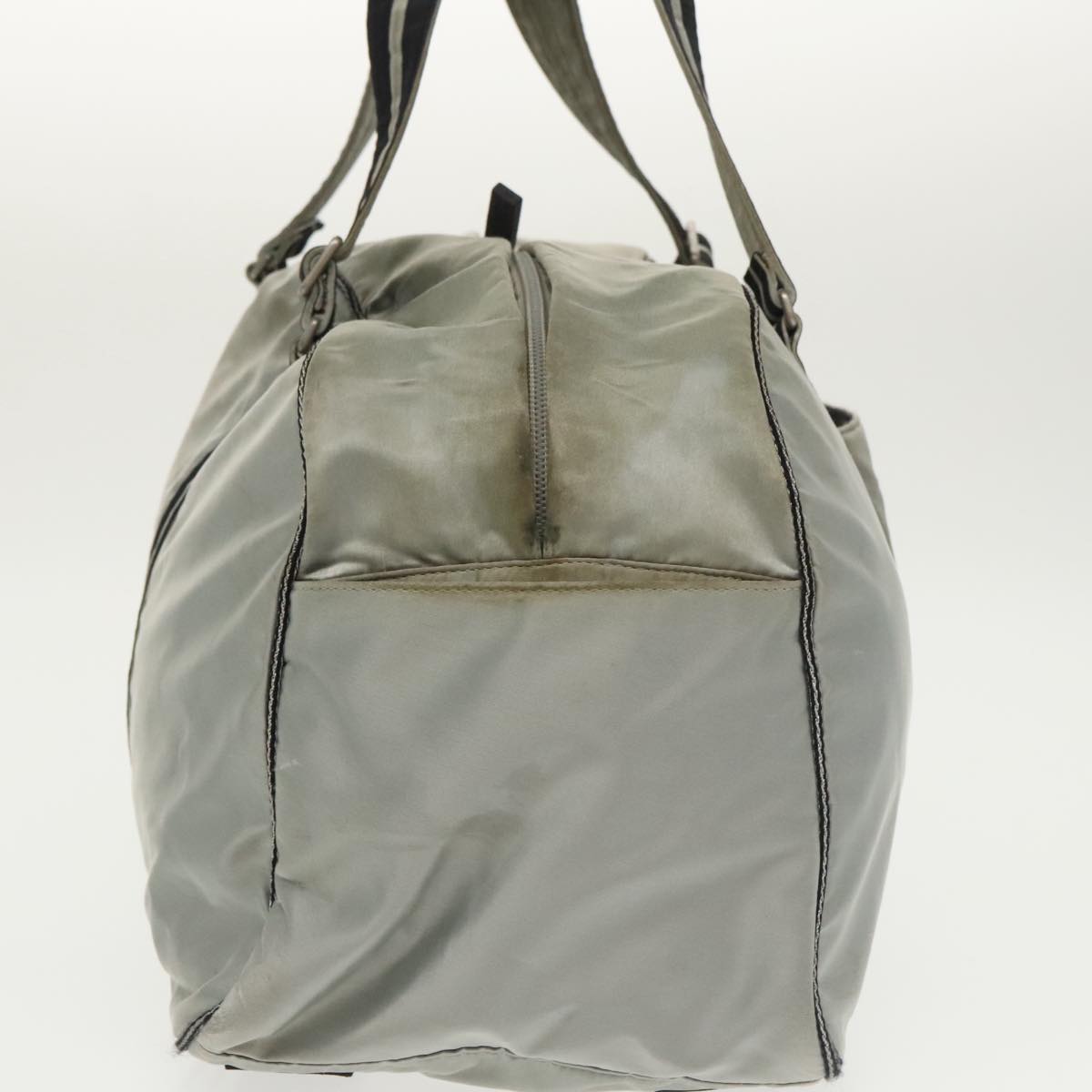 CHANEL Sports Boston Bag Canvas Silver Black CC bs20164