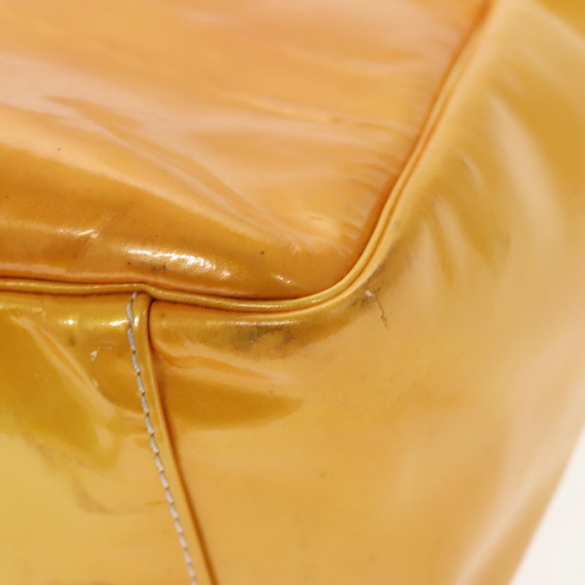 CHANEL COCO Mark Hand Bag Patent leather Yellow CC bs20180