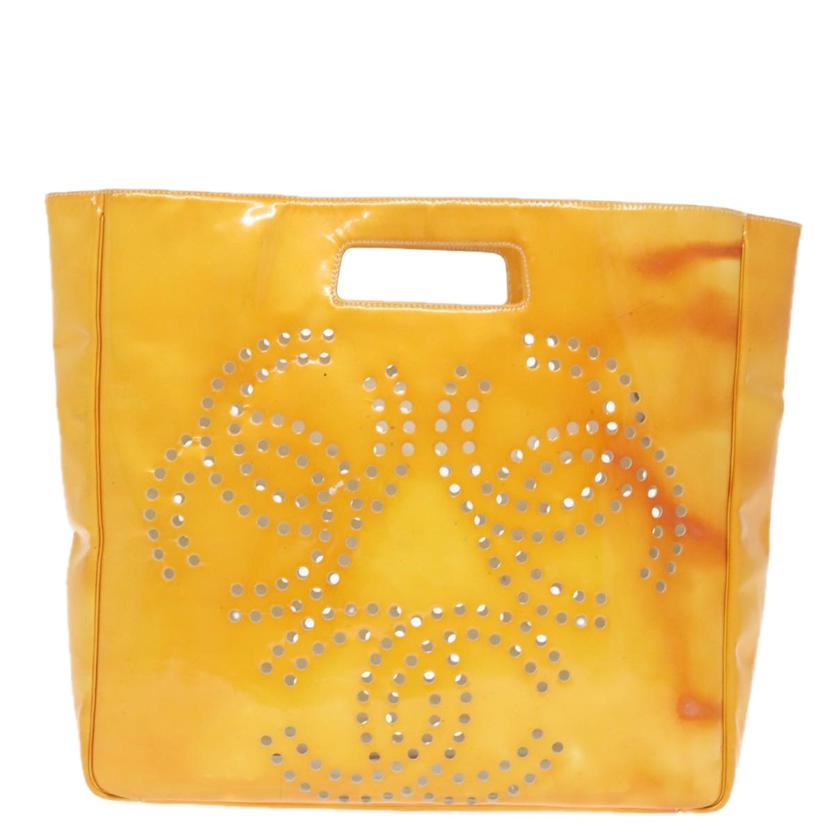 CHANEL COCO Mark Hand Bag Patent leather Yellow CC bs20180
