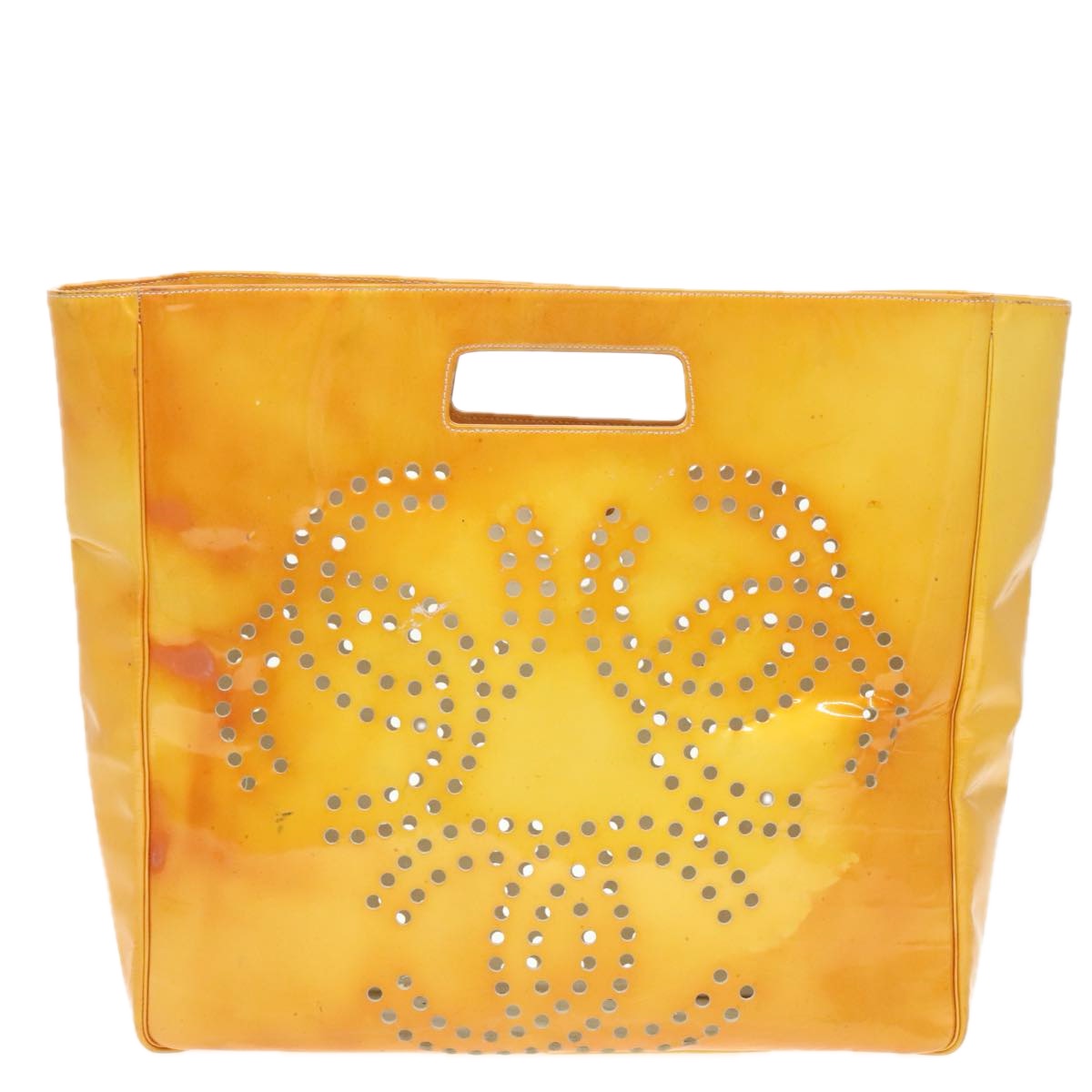 CHANEL COCO Mark Hand Bag Patent leather Yellow CC bs20180
