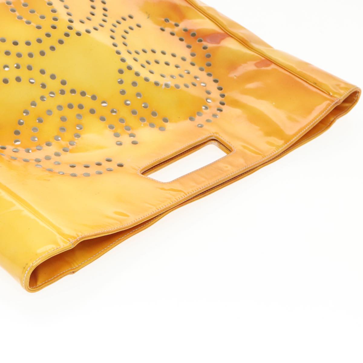 CHANEL COCO Mark Hand Bag Patent leather Yellow CC bs20180