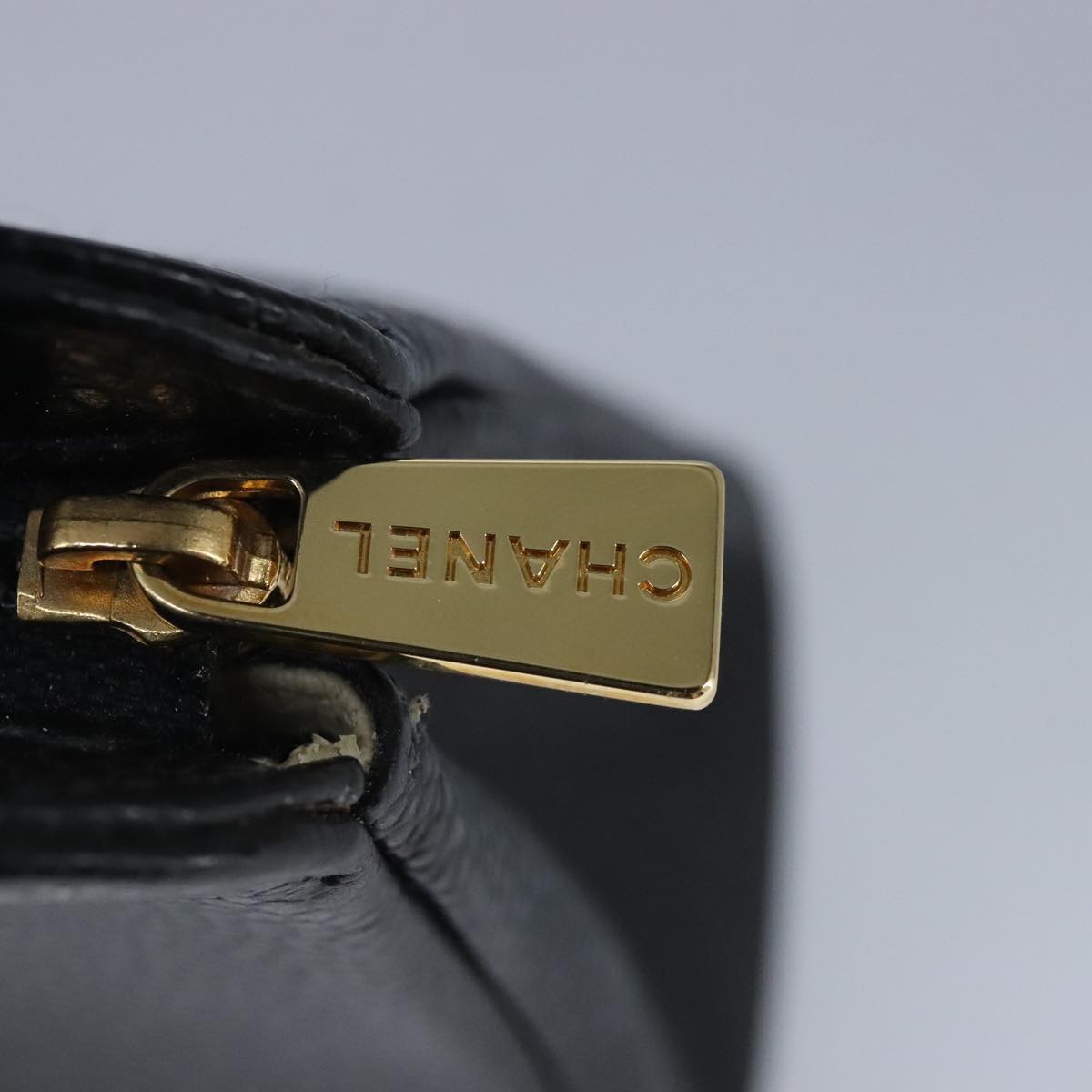 CHANEL COCO Mark Pouch Caviar Skin Black Gold CC bs20200
