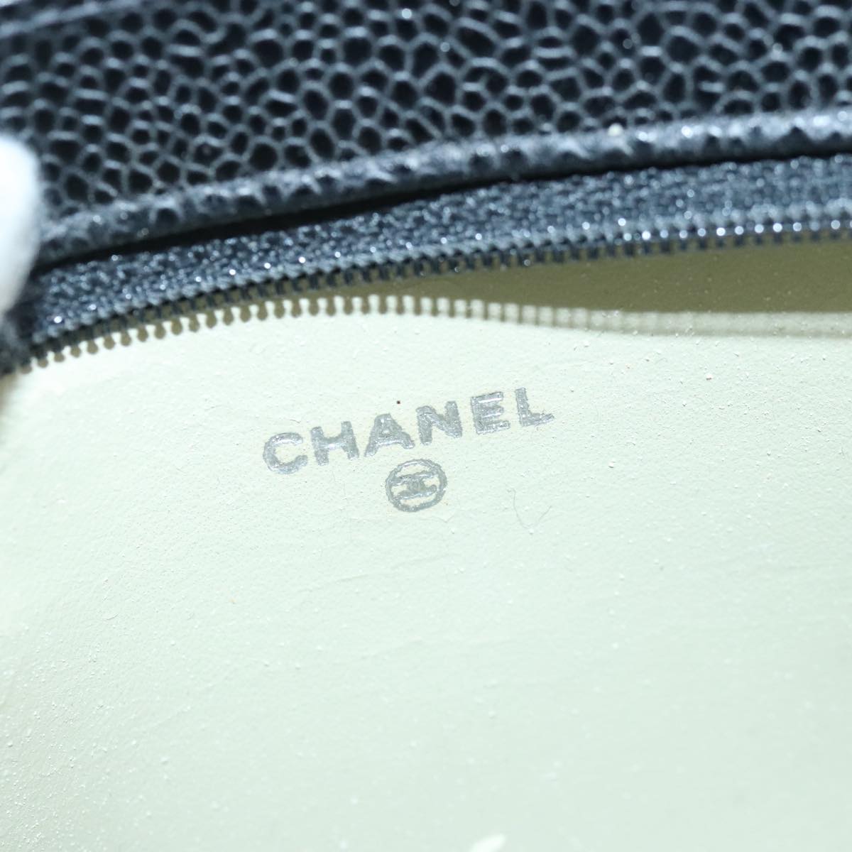 CHANEL COCO Mark Pouch Caviar Skin Black Gold CC bs20200