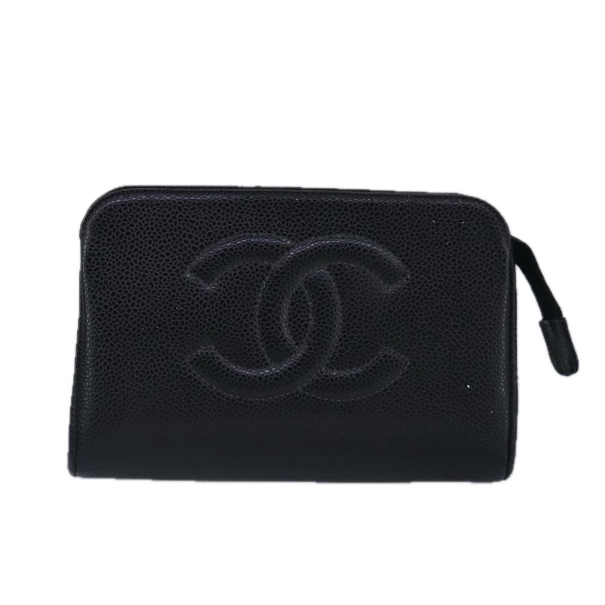 CHANEL COCO Mark Pouch Caviar Skin Black Gold CC bs20200