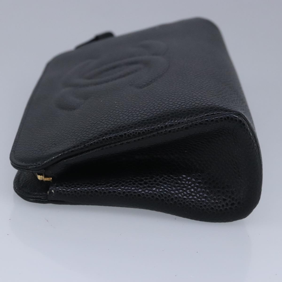 CHANEL COCO Mark Pouch Caviar Skin Black Gold CC bs20200